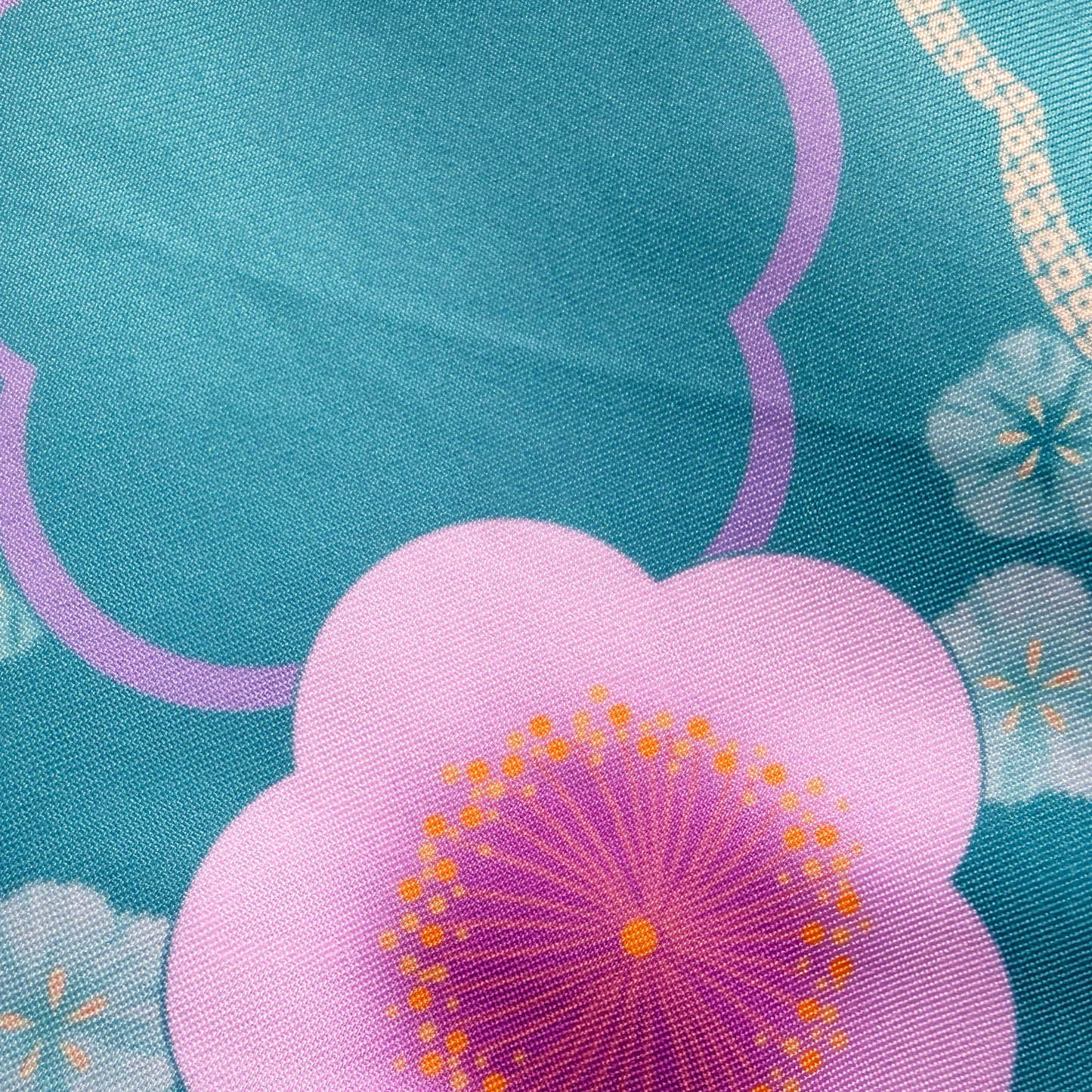 Traditional Japanese Hanhaba Flat Obi Belt - Plum Blossom in Jade