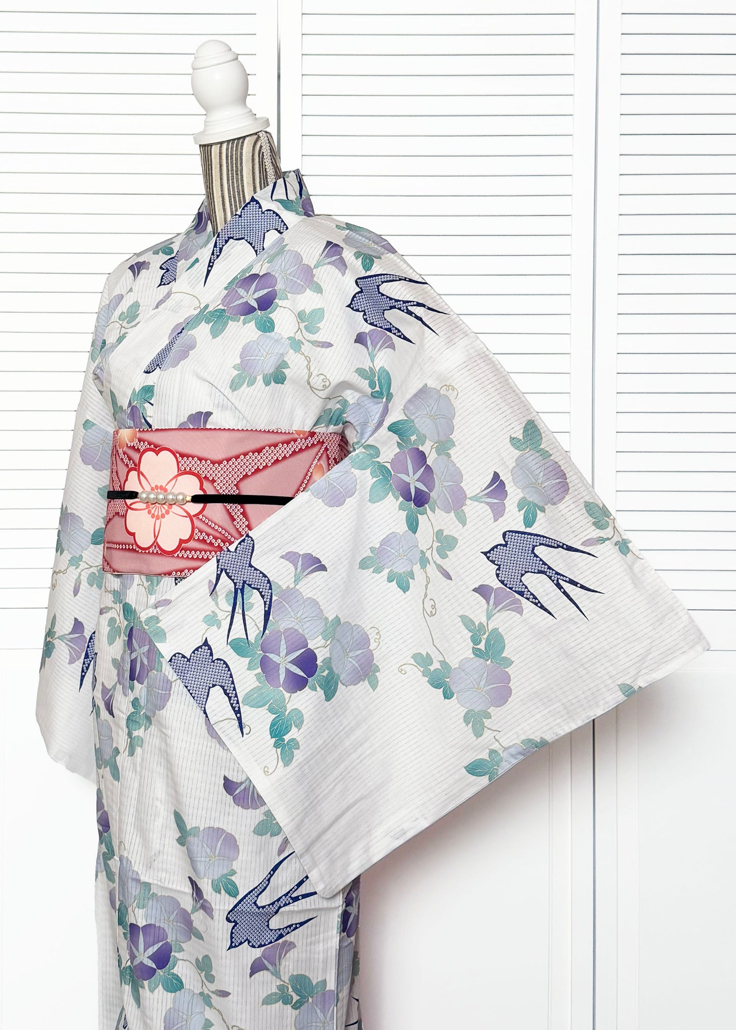 Japanese Traditional Yukata Kimono Plus Size - Purple Morning Glory
