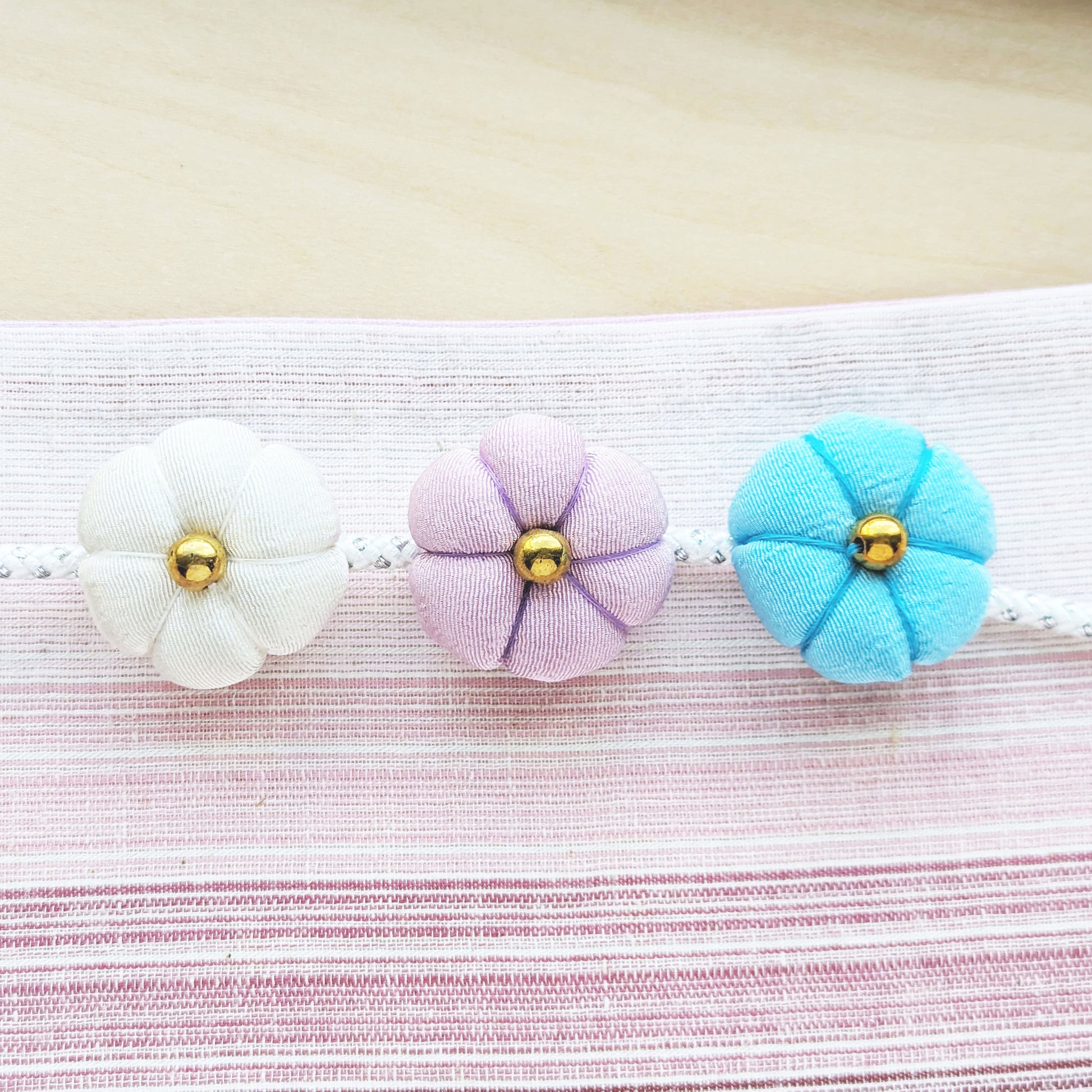 Japanese Kazari Himo Decorative String - Pastel Flower Buds White