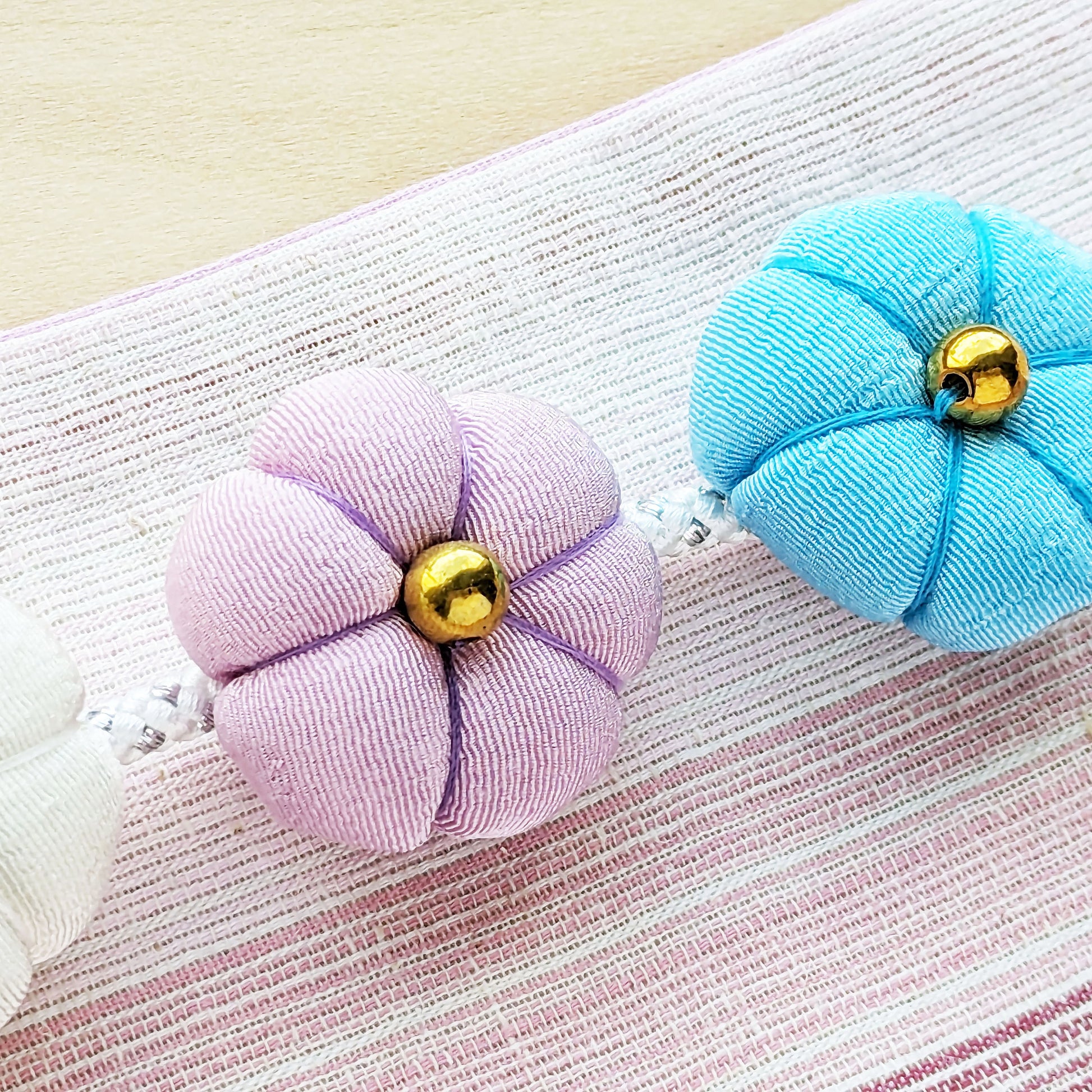 Japanese Kazari Himo Decorative String - Pastel Flower Buds White