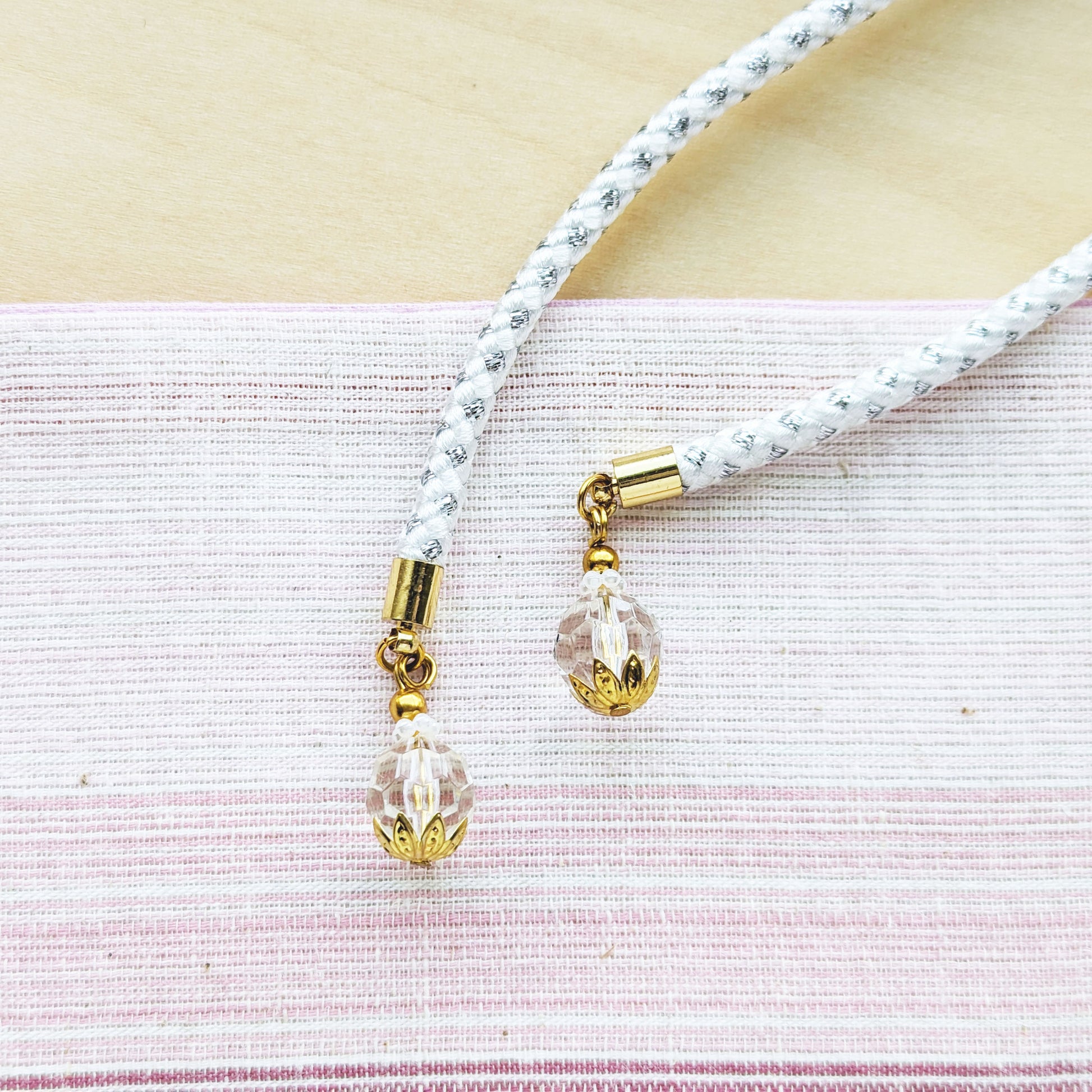 Japanese Kazari Himo Decorative String - Pastel Flower Buds White