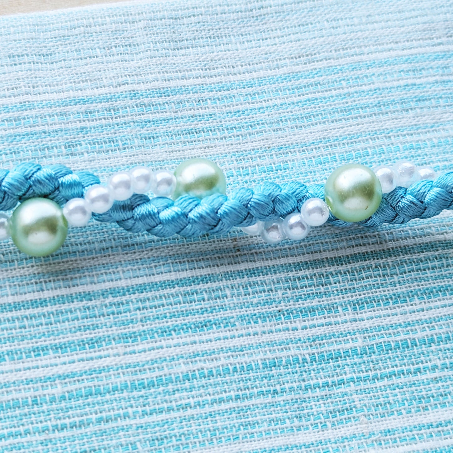 Japanese Kazari Himo Decorative String - Twisted Beads Blue