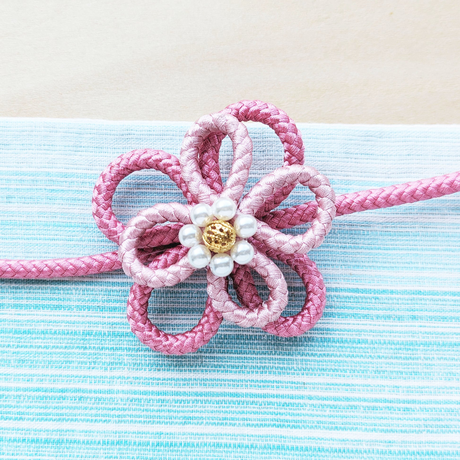 Japanese Kazari Himo Decorative String - Pink Flower Knot