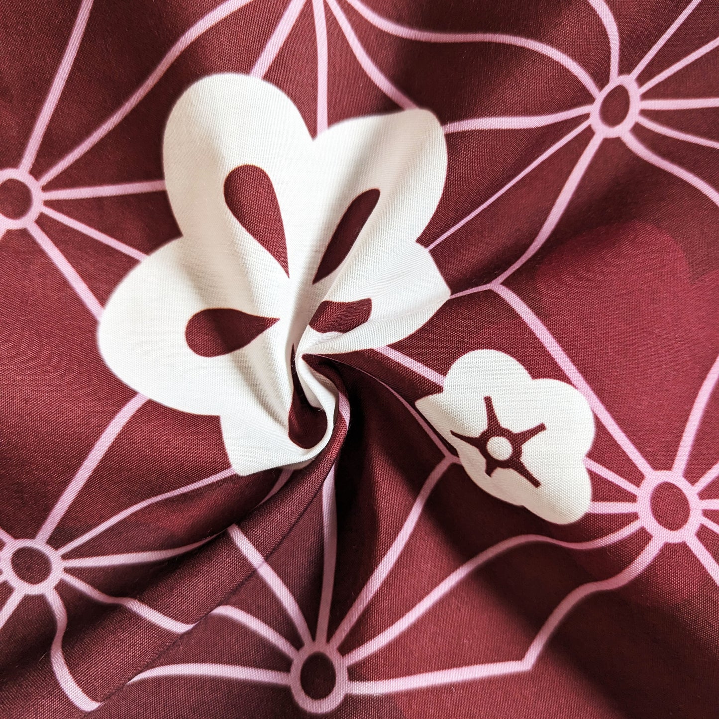 Japanese Yukata Kimono Plus Size - Plum Blossoms in Maroon