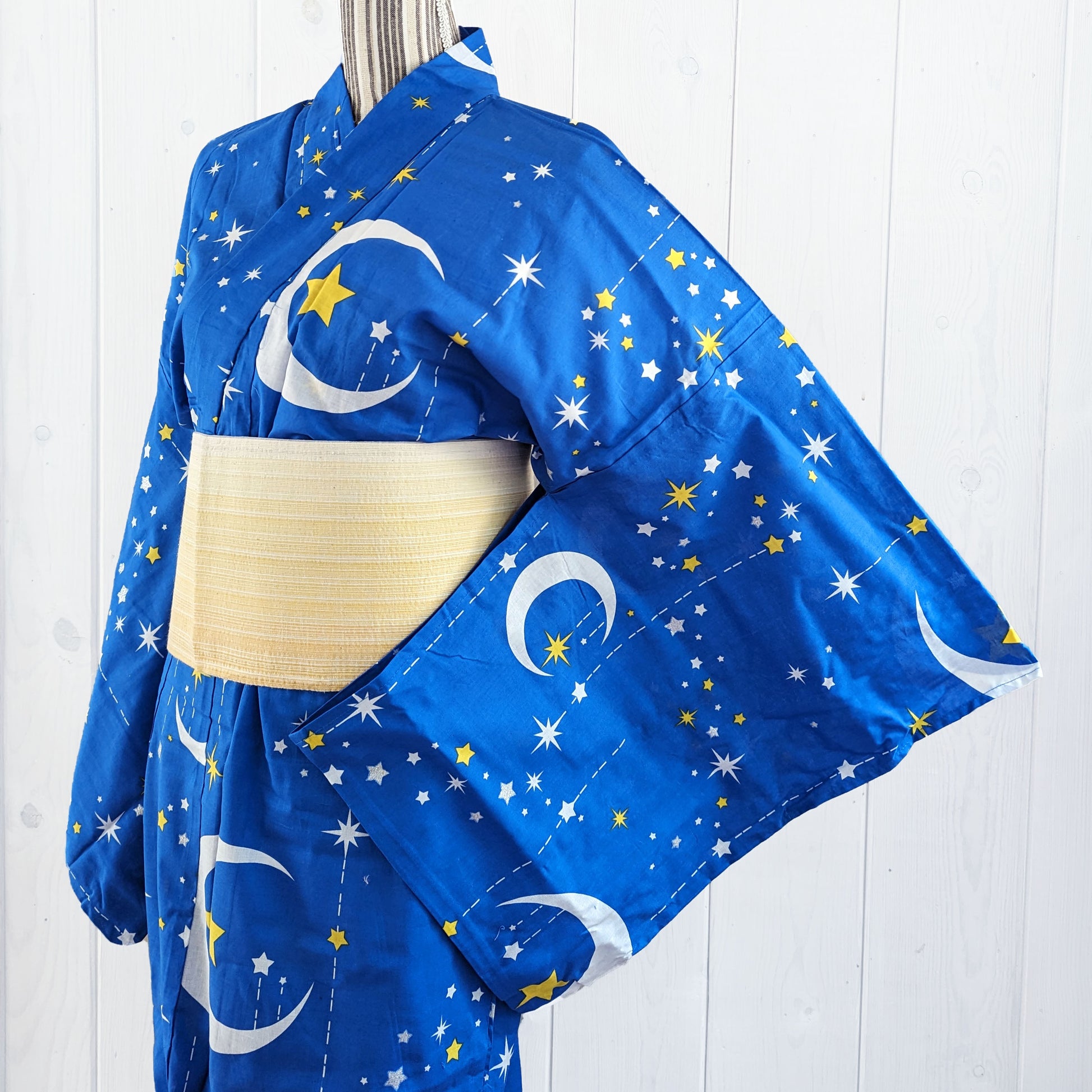 Japanese Yukata Kimono Plus Size - Whimsical Night Sky in Blue