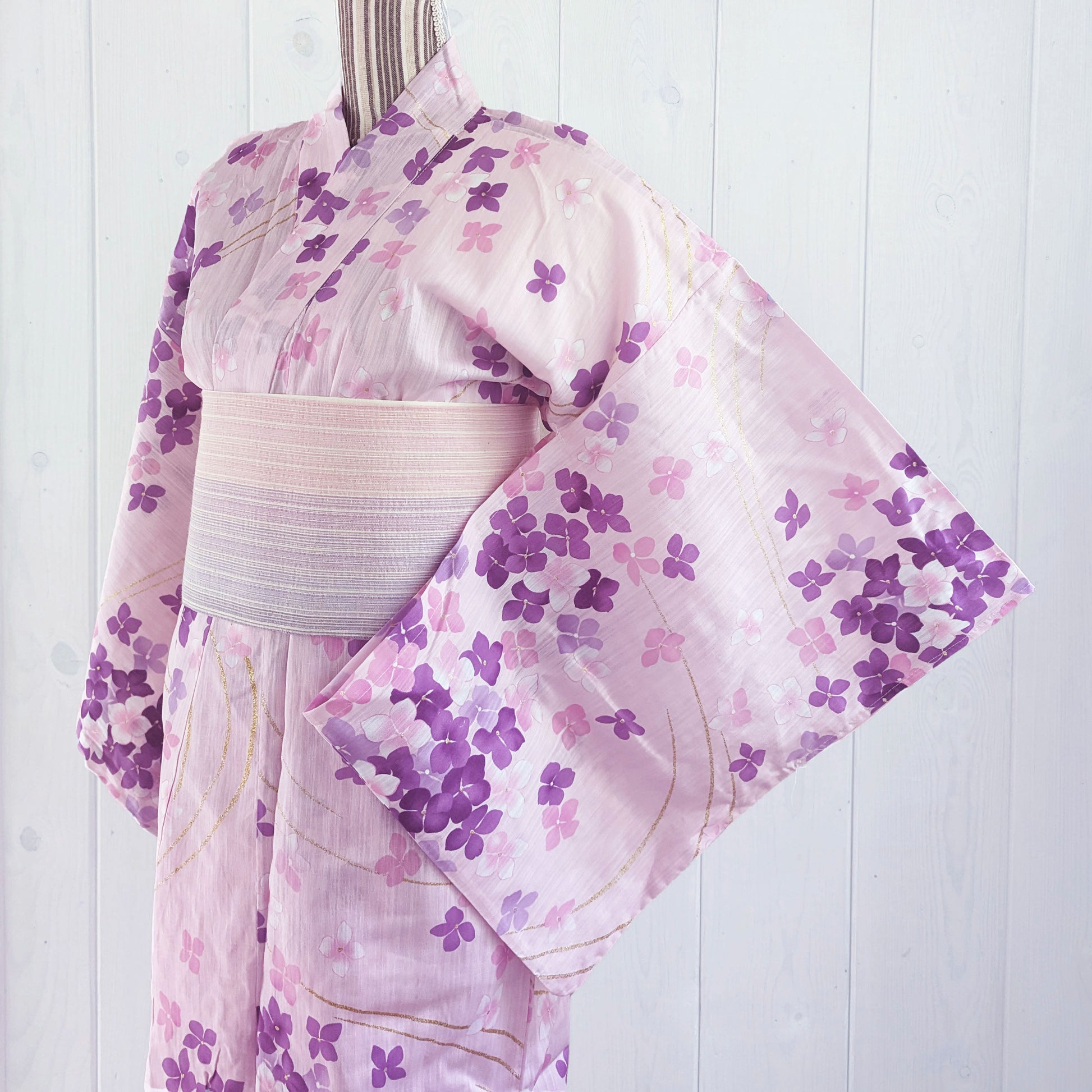 Japanese Yukata Kimono - Pink and Purple Lilac in Pink