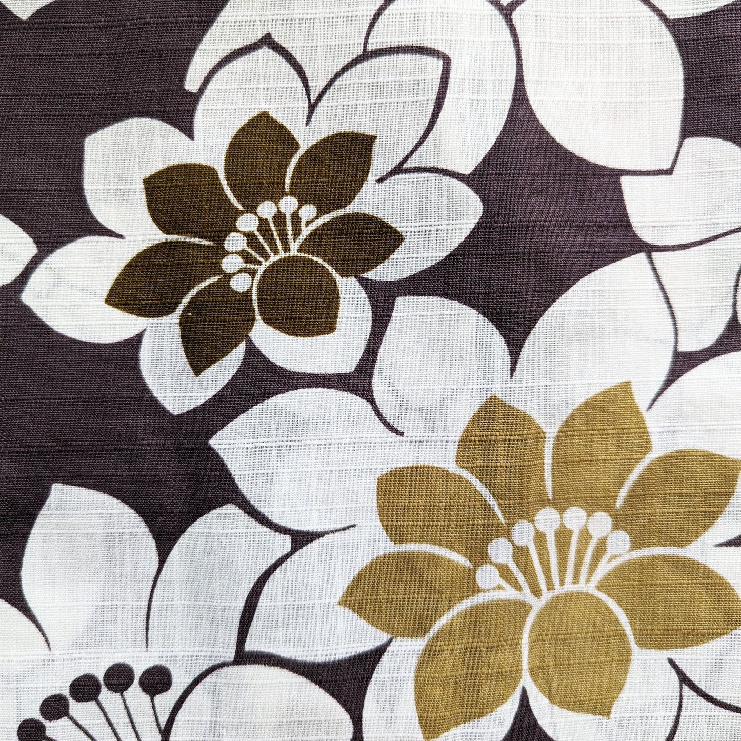 Japanese Yukata Kimono - White Flowers in Brown