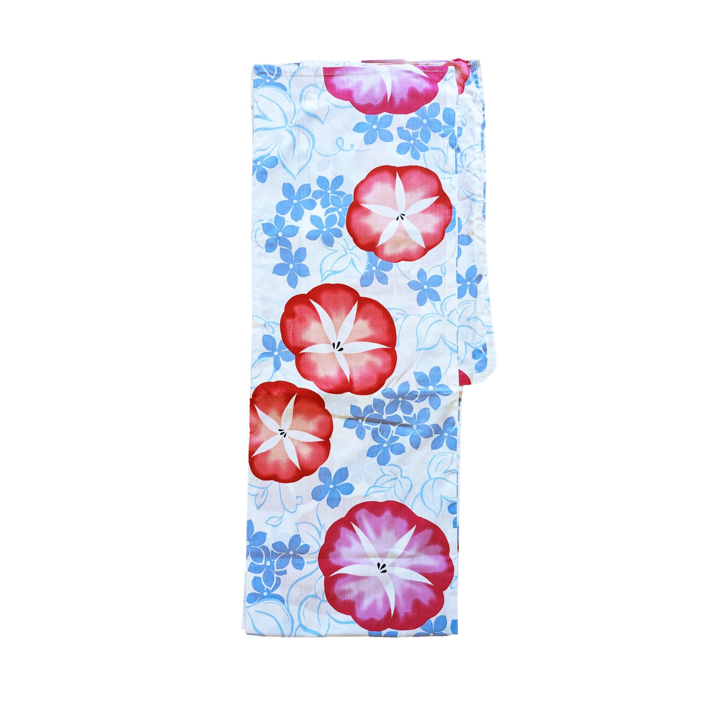 Japanese Yukata Kimono - Red Morning Glory in White