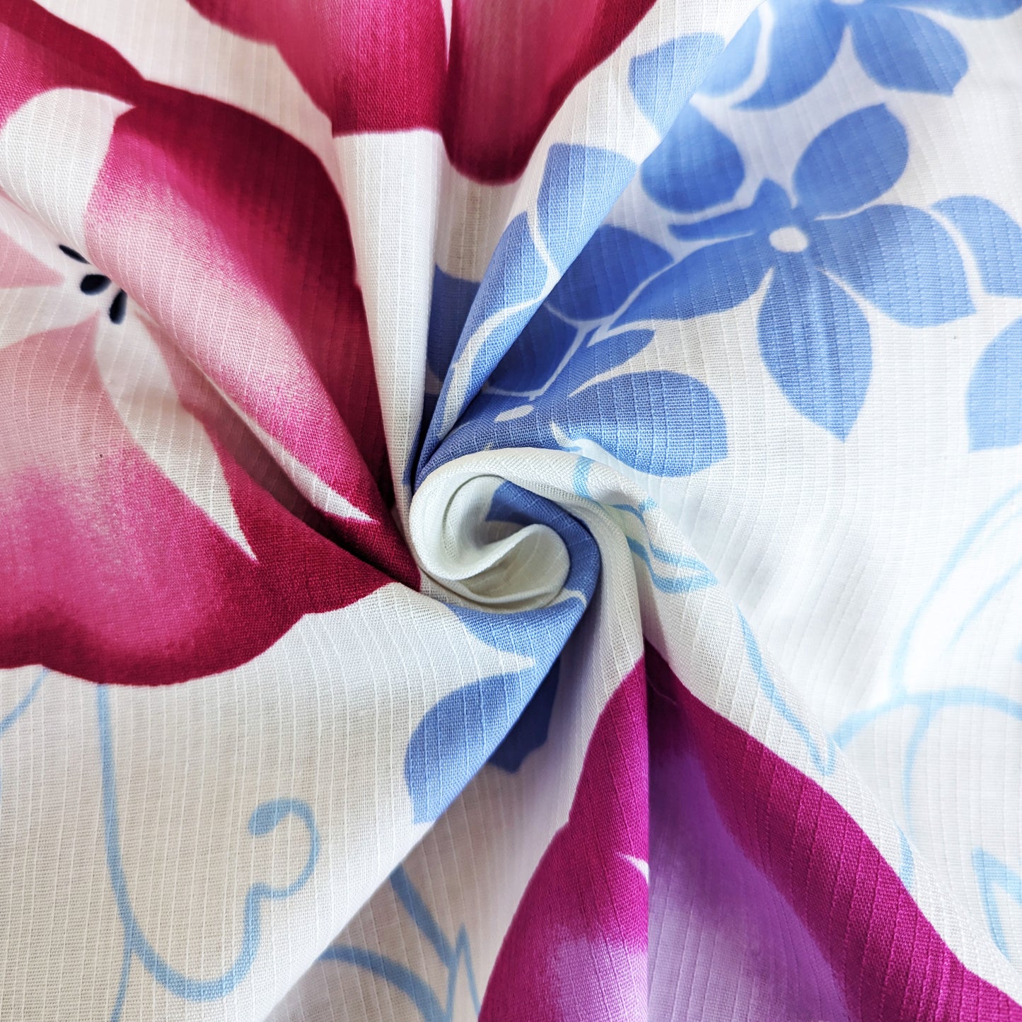 Japanese Yukata Kimono - Red Morning Glory in White