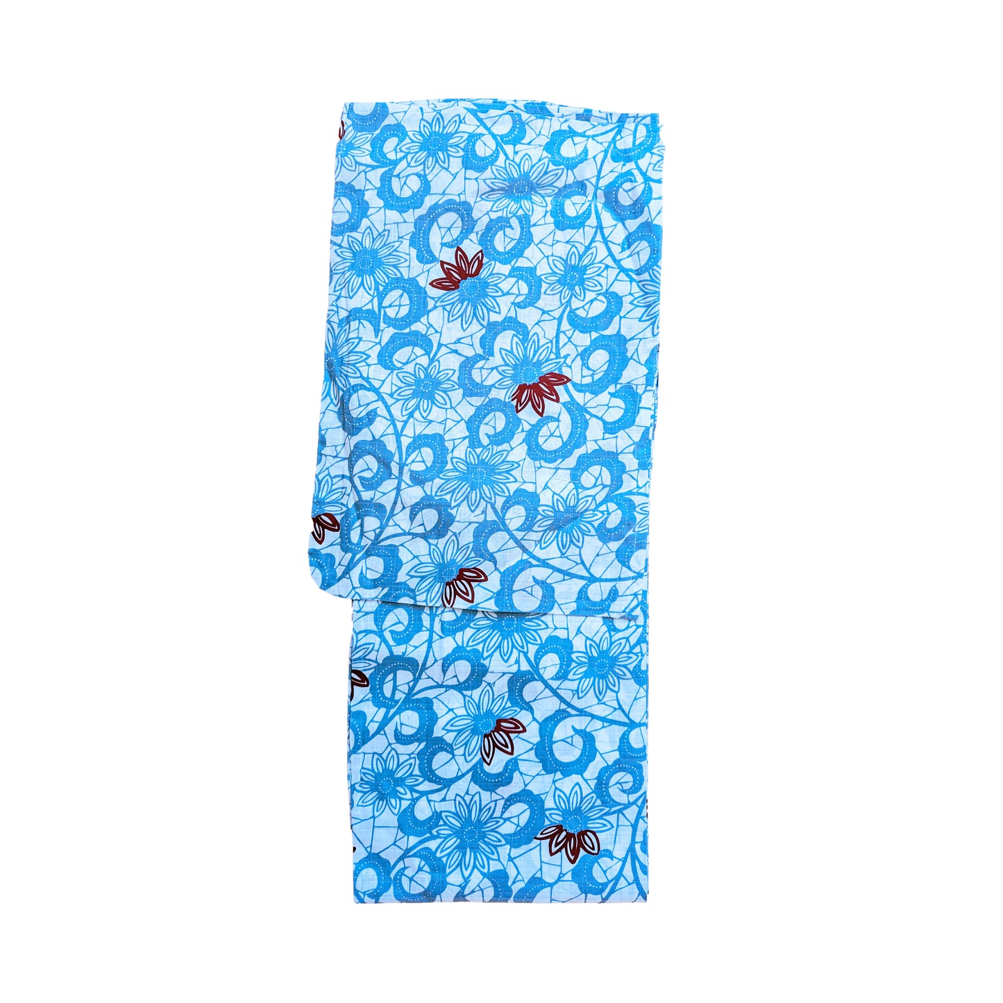 Japanese Yukata Kimono - Blue Floral Pattern in White