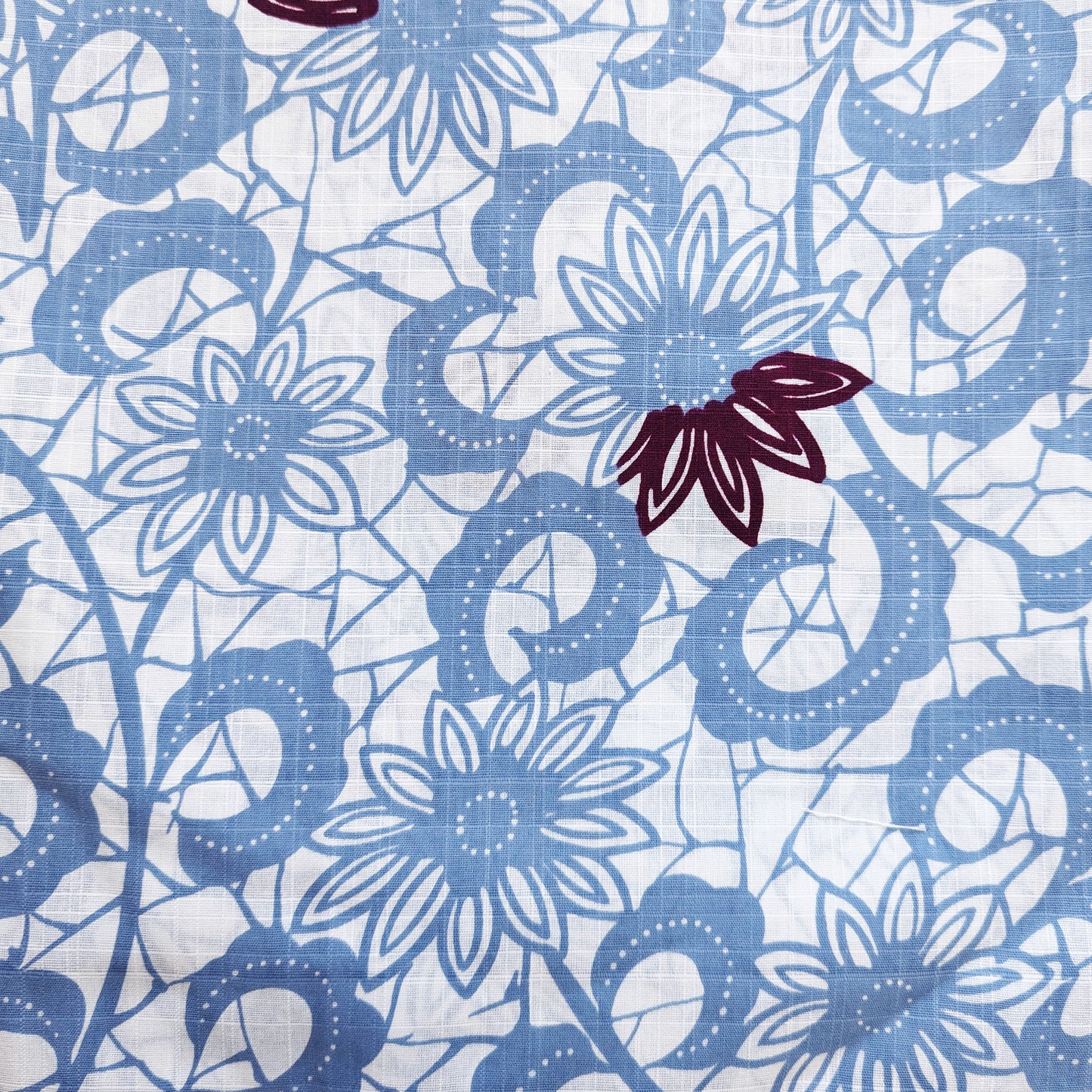 Japanese Yukata Kimono - Blue Floral Pattern in White