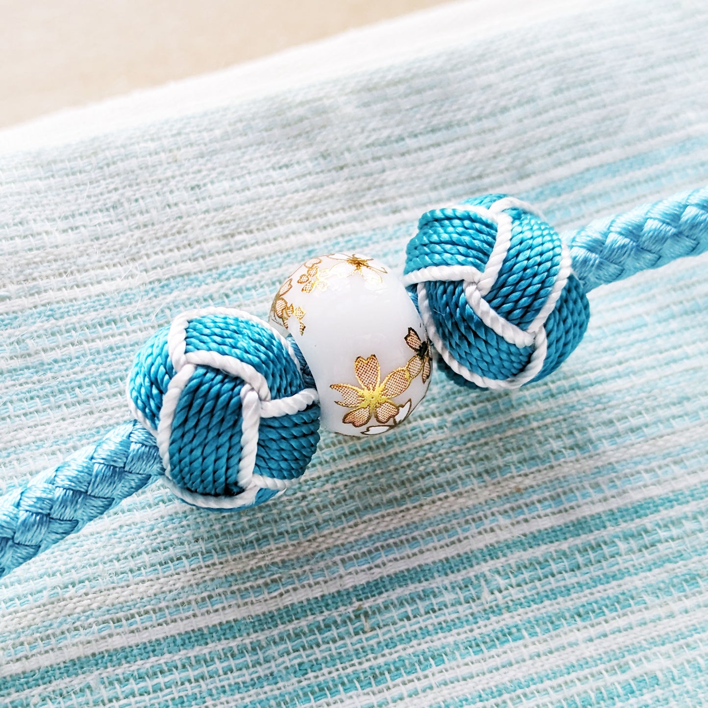 Japanese Kazari Himo - Blue Triple Beads