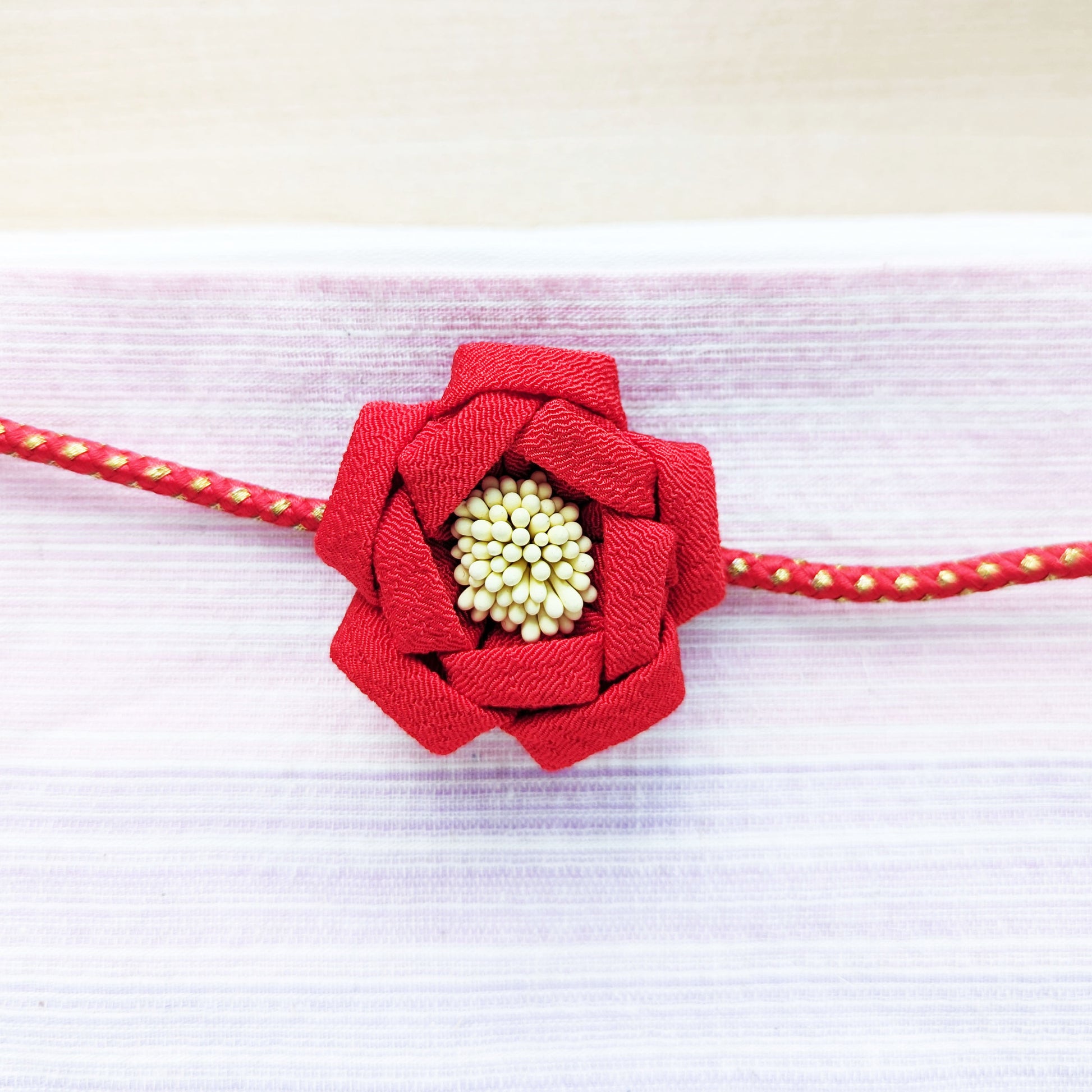 Japanese Kazari Himo - Layered Flower Red
