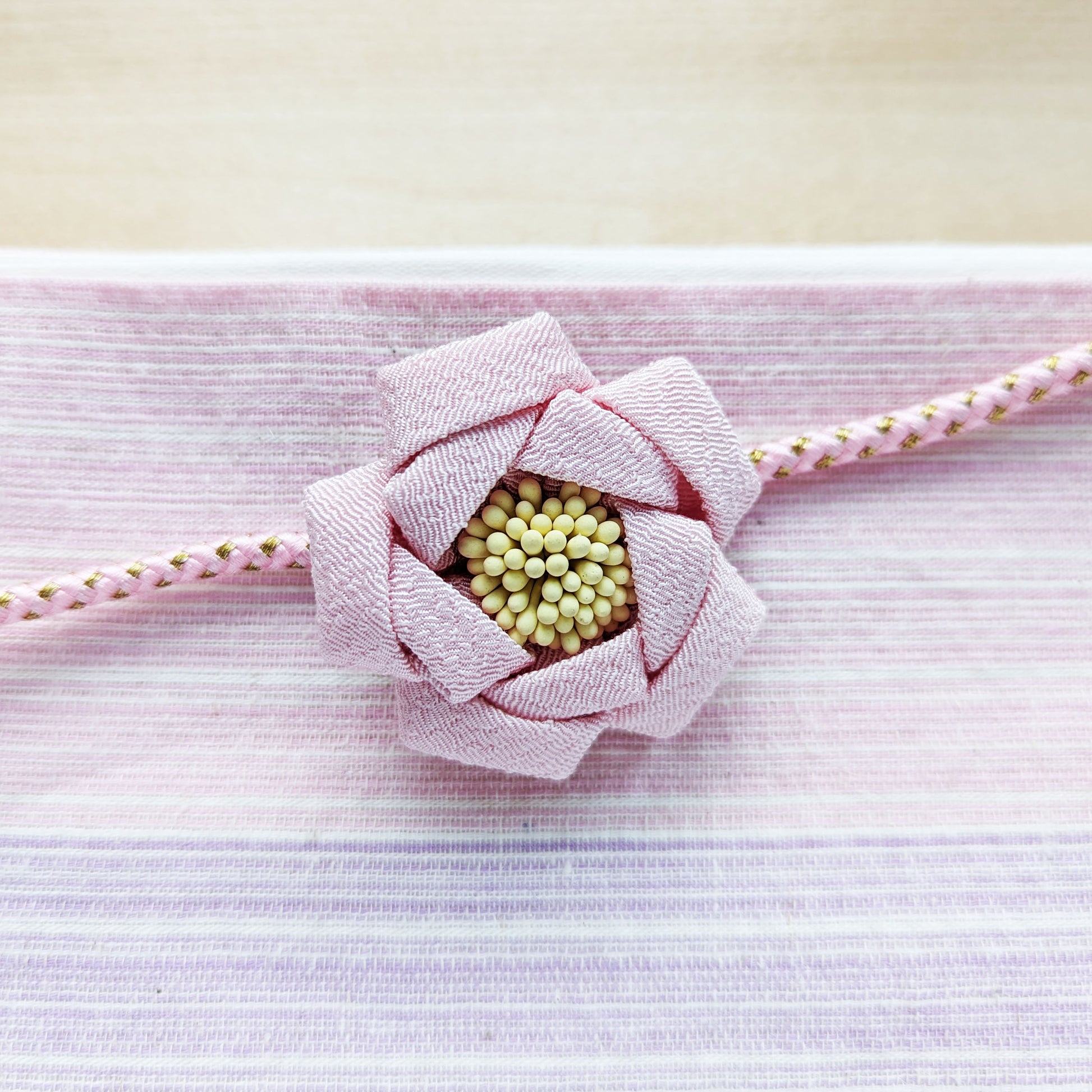 Japanese Kazari Himo - Layered Flower Pink