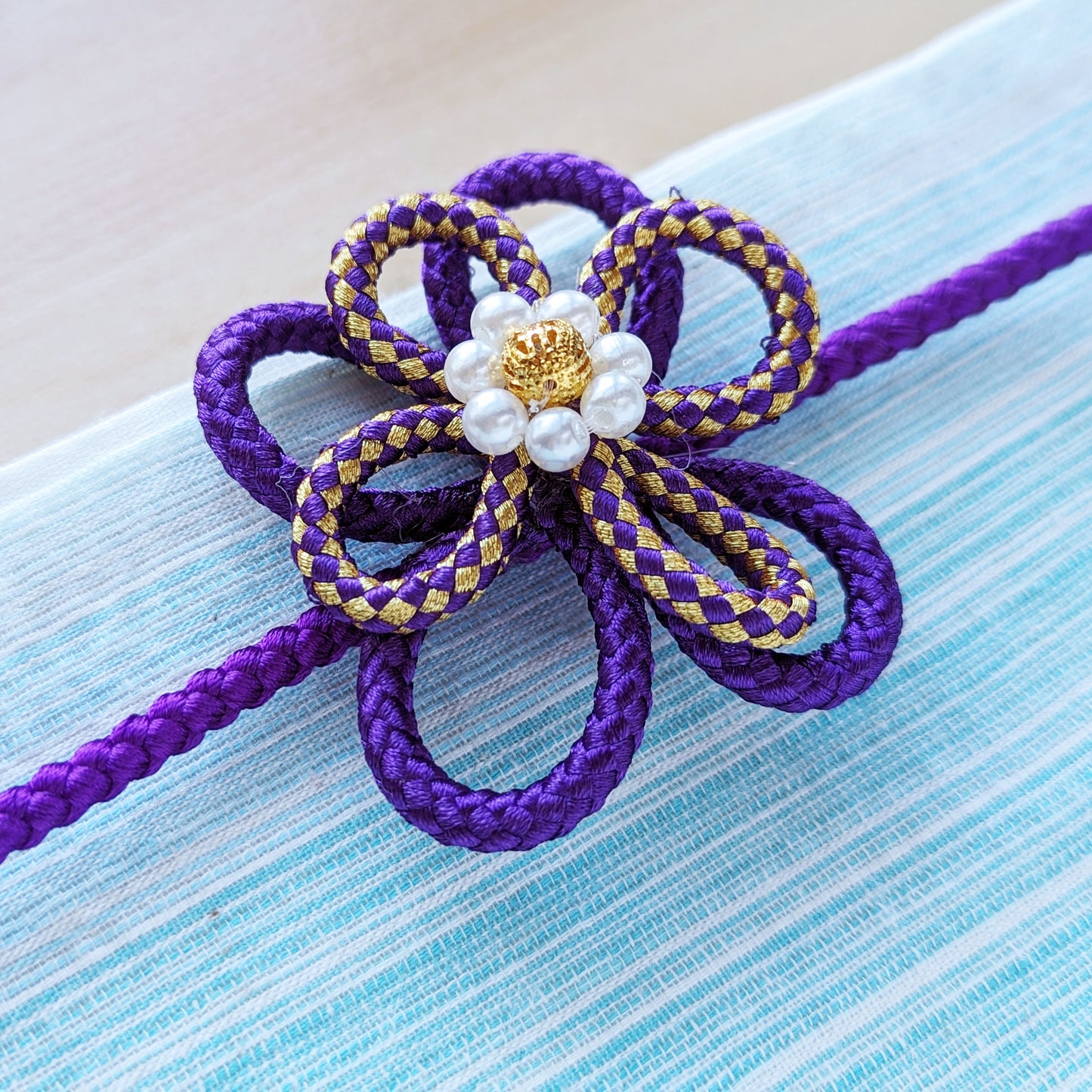Japanese Kazari Himo - Purple Flower Knot
