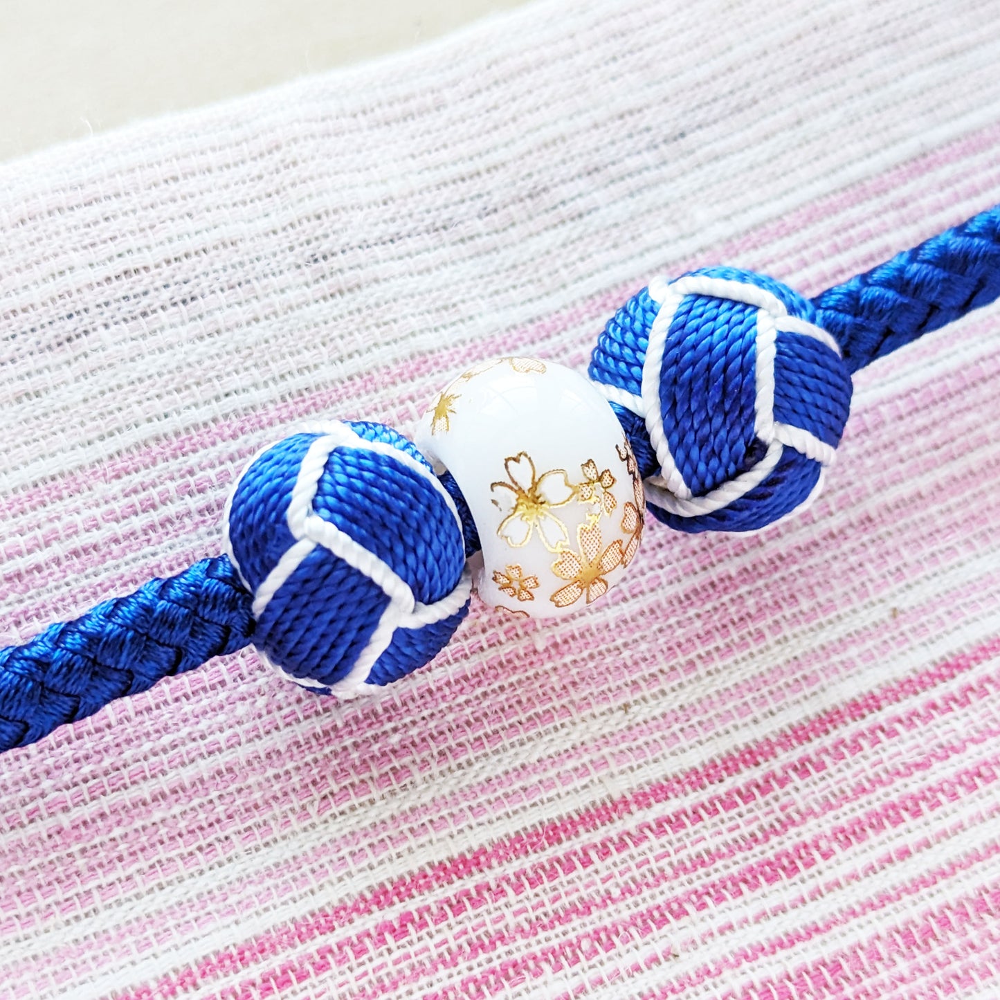 Kazari Himo Decorative String - Navy Blue Triple Beads