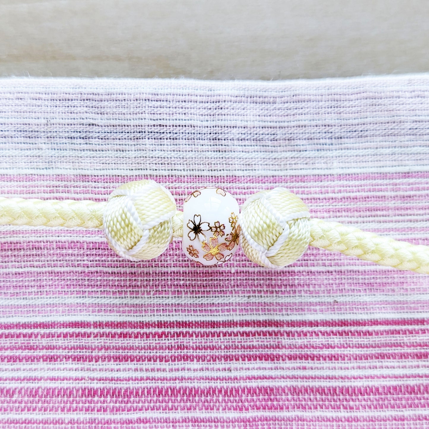 Japanese Kazari Himo - Pastel Yellow Triple Beads