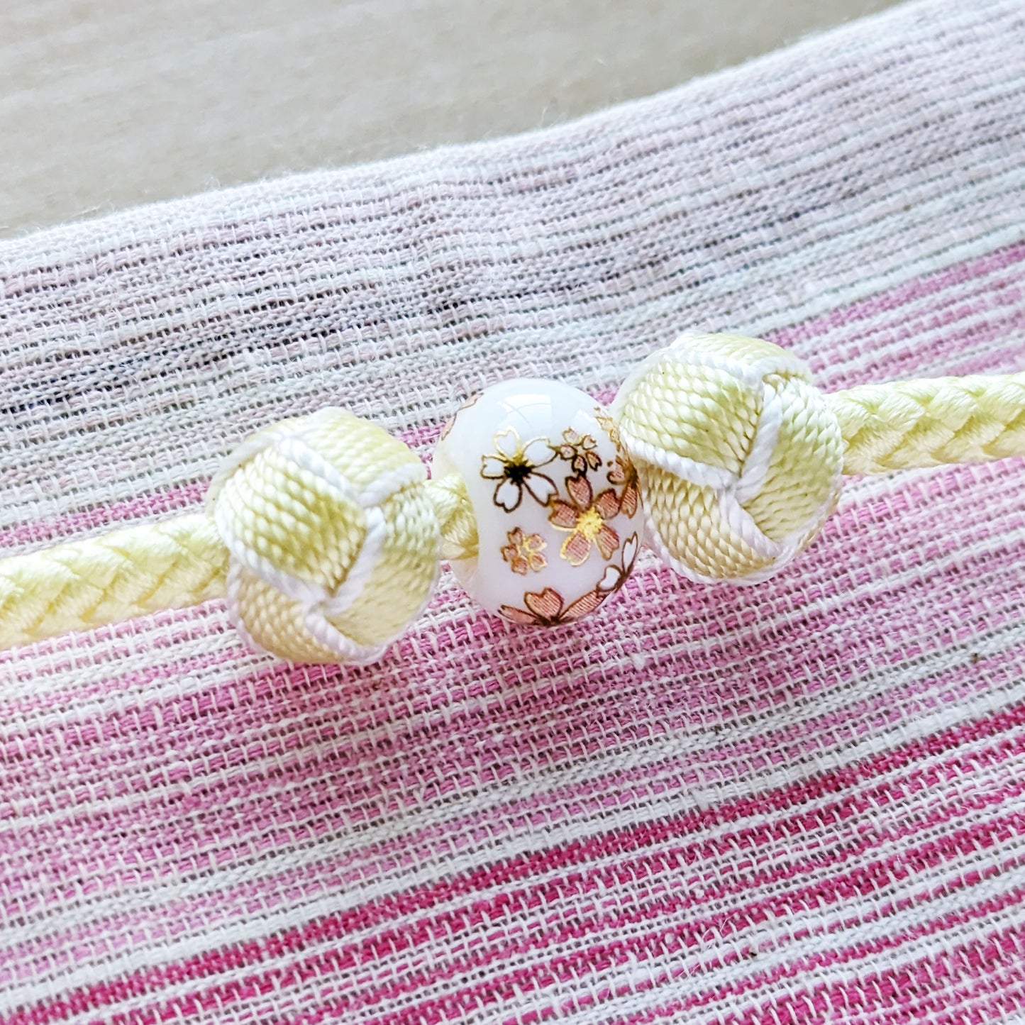 Japanese Kazari Himo - Pastel Yellow Triple Beads