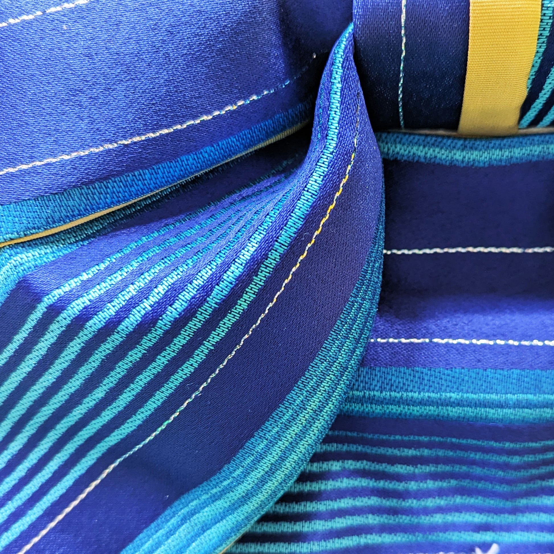 Pre-Tied Obi Belt - Blue Stripes