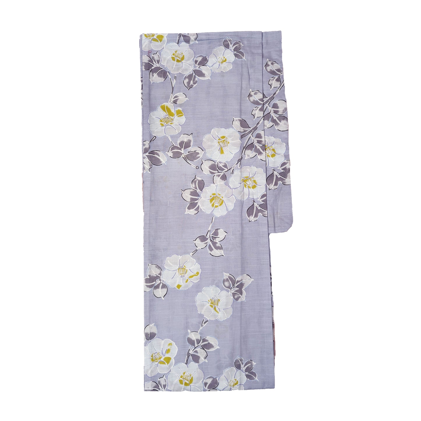 Japanese Yukata Kimono - White Camellias in Lavender Gray