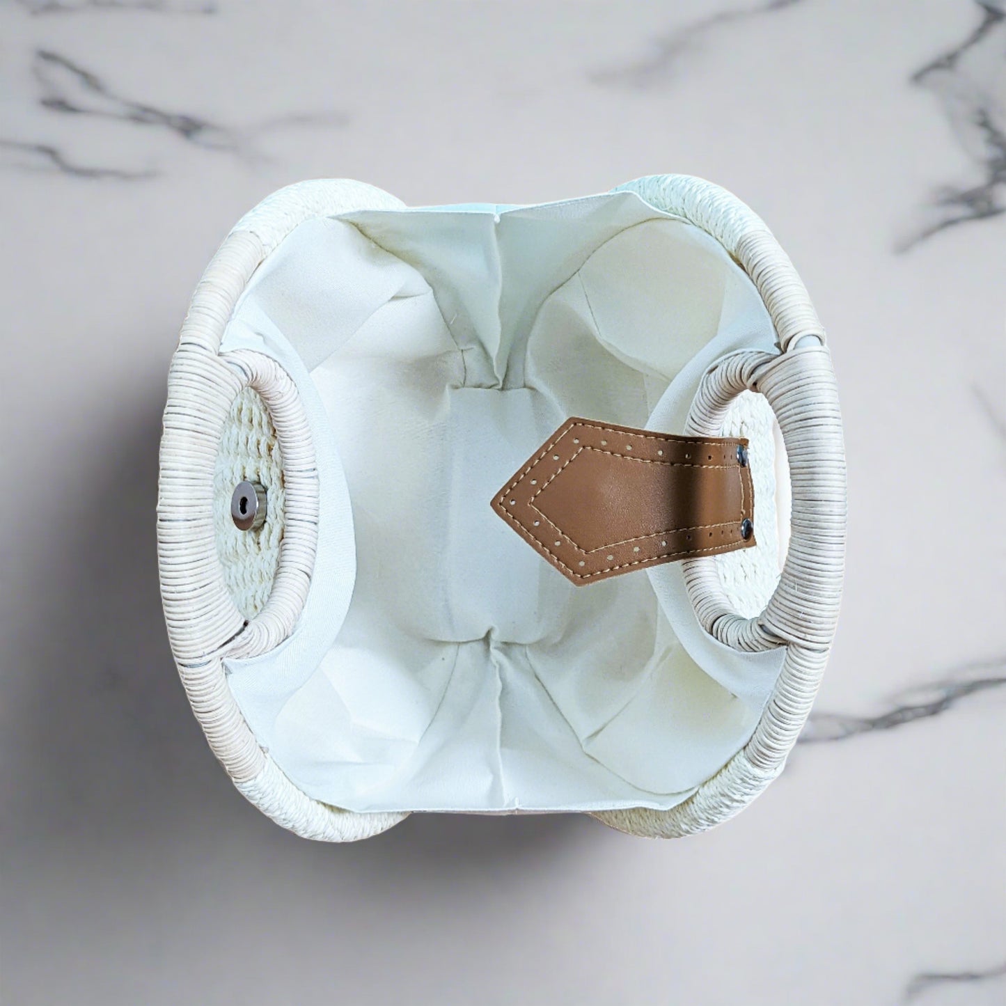 Wicker Round Shell Bag - Beige