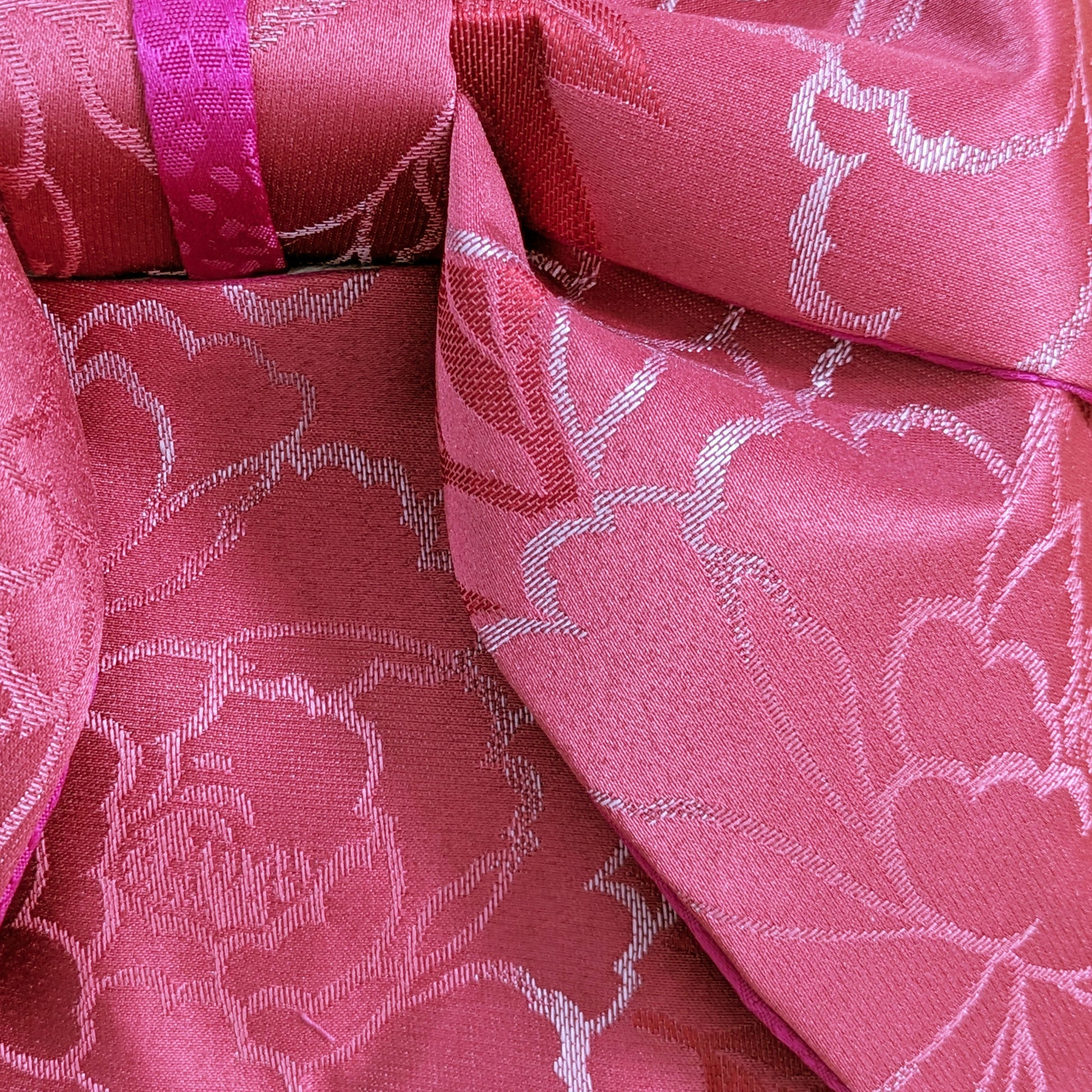 Japanese Pre-Tied Obi Belt - Red Floral