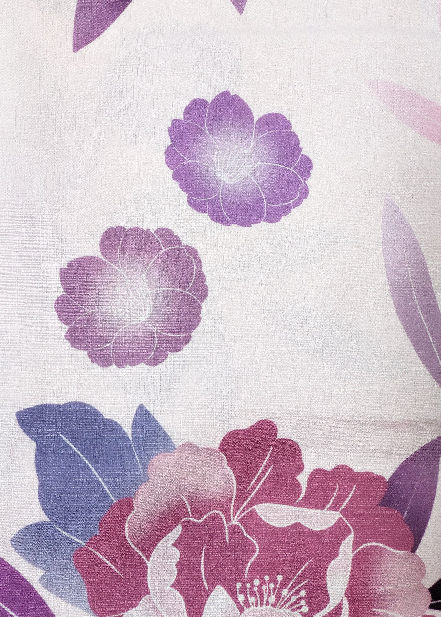 Japanese Yukata Kimono Plus Size - Purple Camellias in Pink