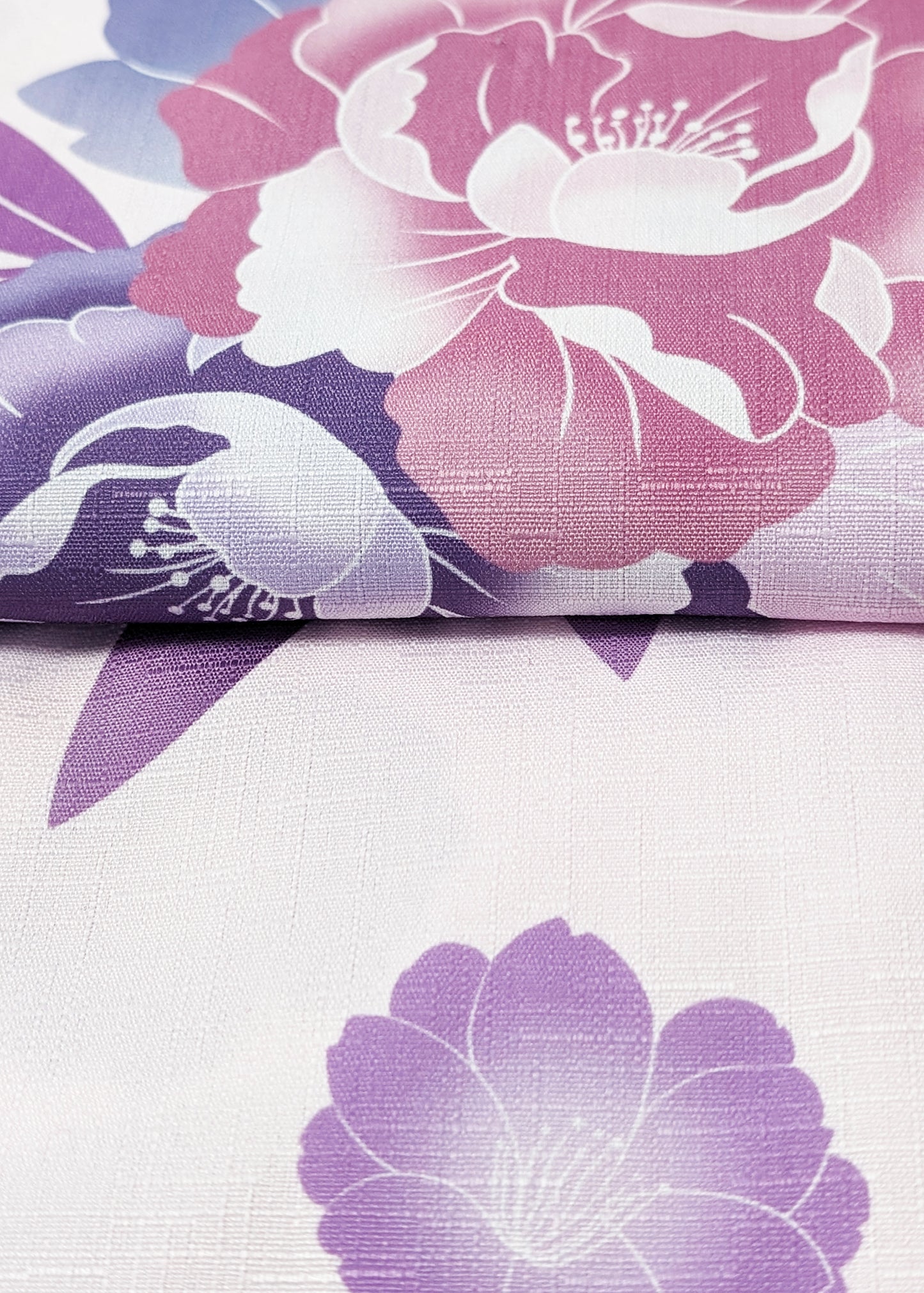 Japanese Yukata Kimono Plus Size - Purple Camellias in Pink