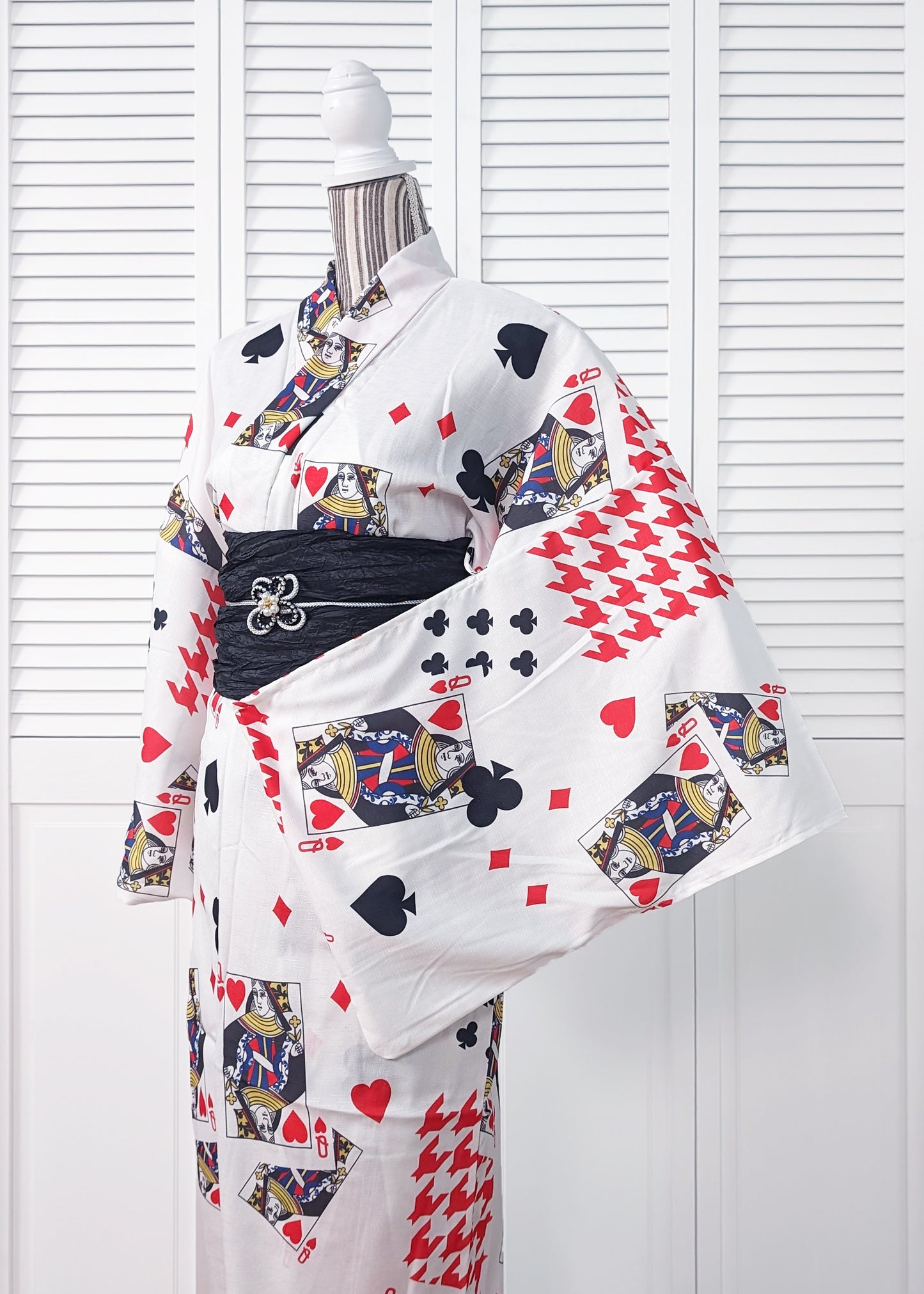 Japanese Yukata Kimono Plus Size - Poker Cards in White