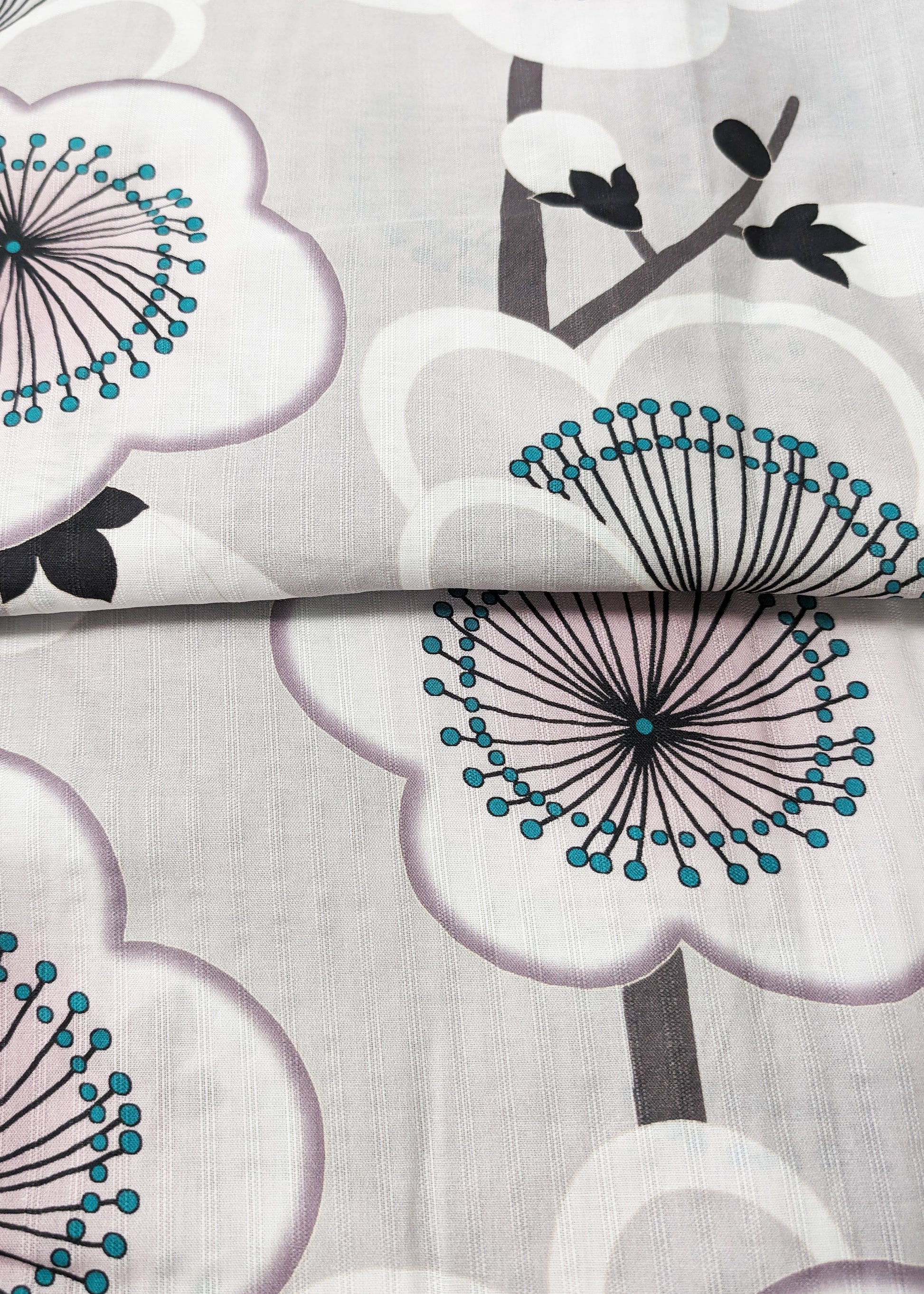 Japanese Yukata Kimono - Plum Blossoms in Grey