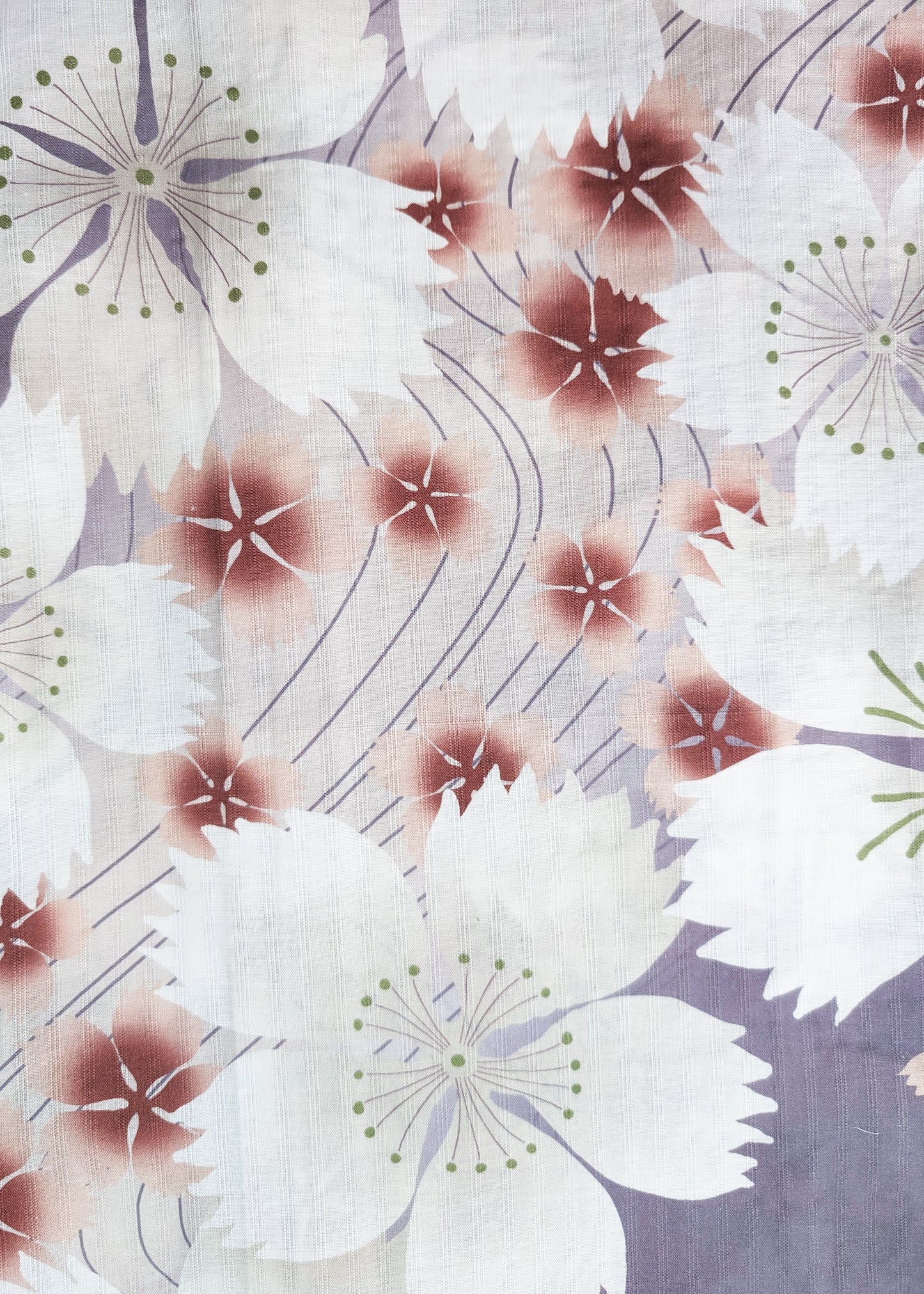 Japanese Yukata Kimono - White Sakura in Grey