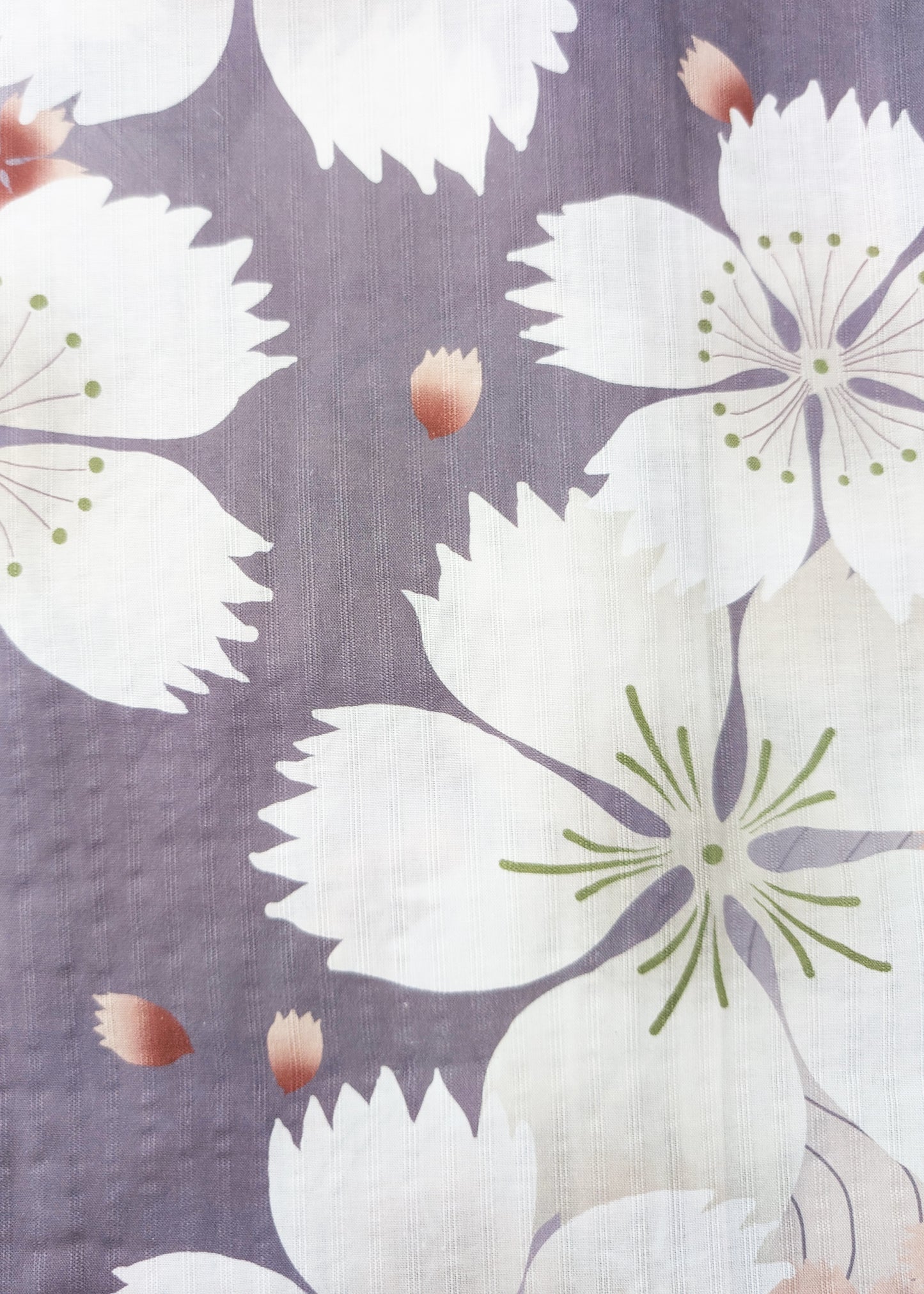 Japanese Yukata Kimono - White Sakura in Grey