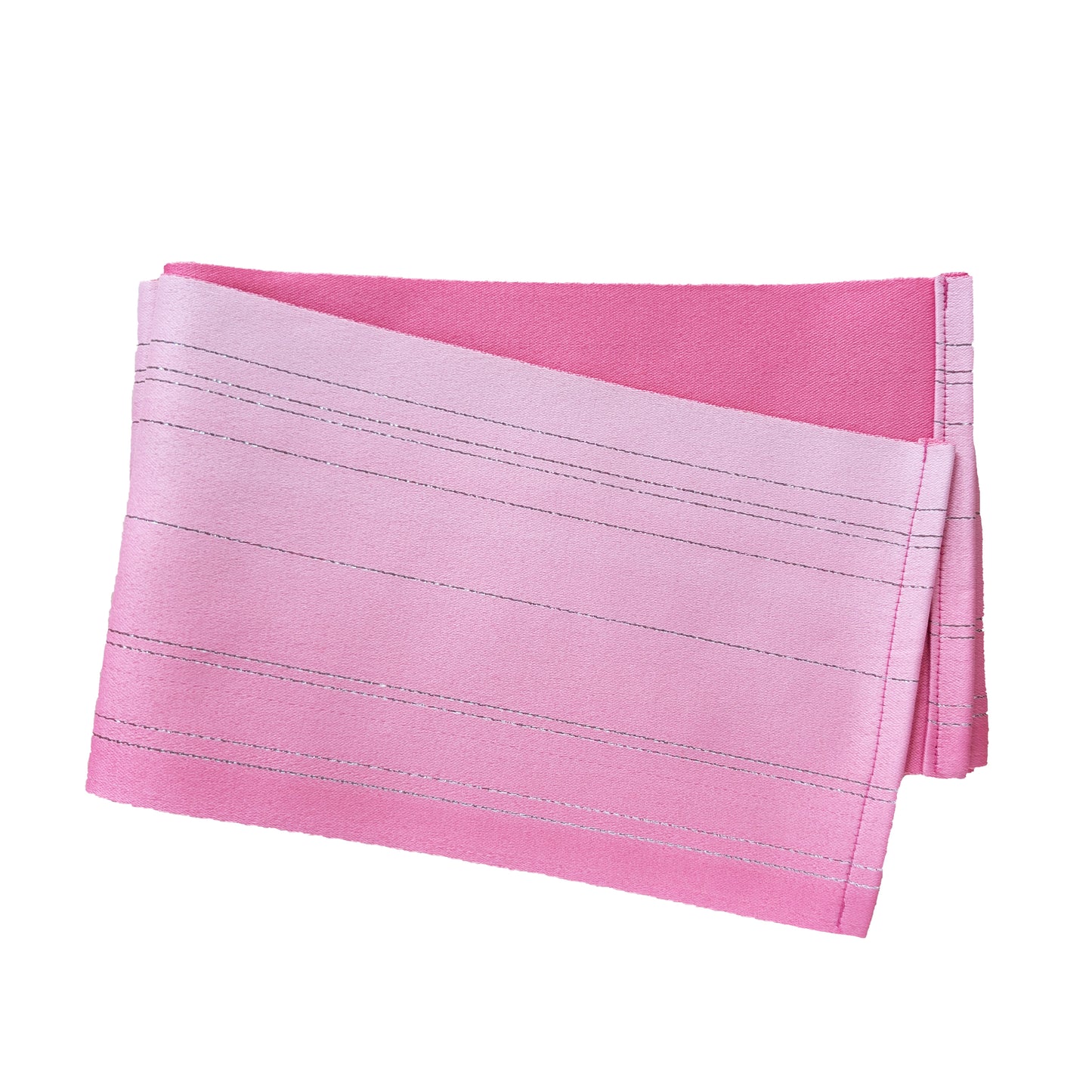 Japanese Flat Obi Belt - Gradient Pink with Silver