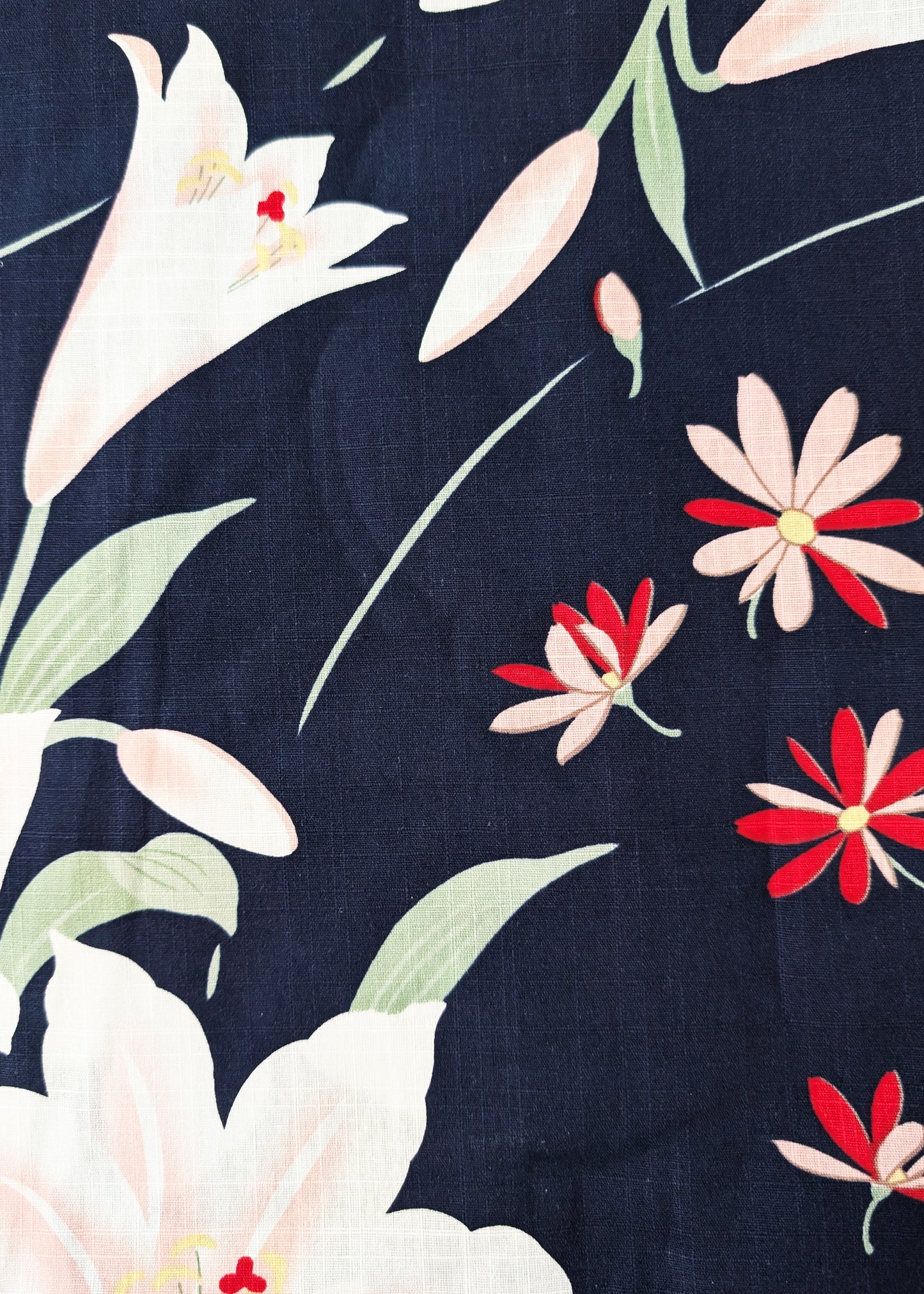 Japanese Yukata Kimono - Pink Lilies in Black