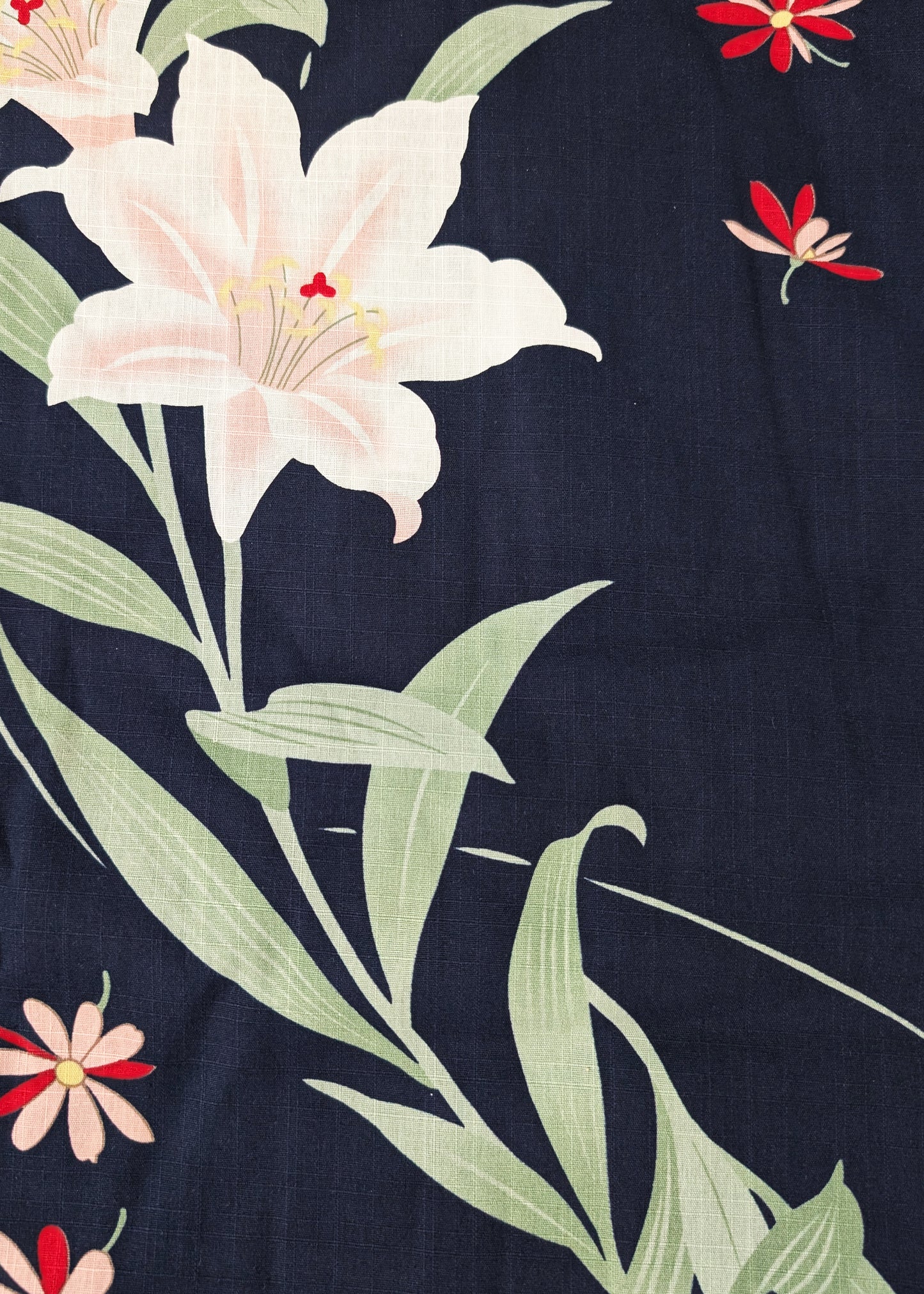 Japanese Yukata Kimono - Pink Lilies in Black