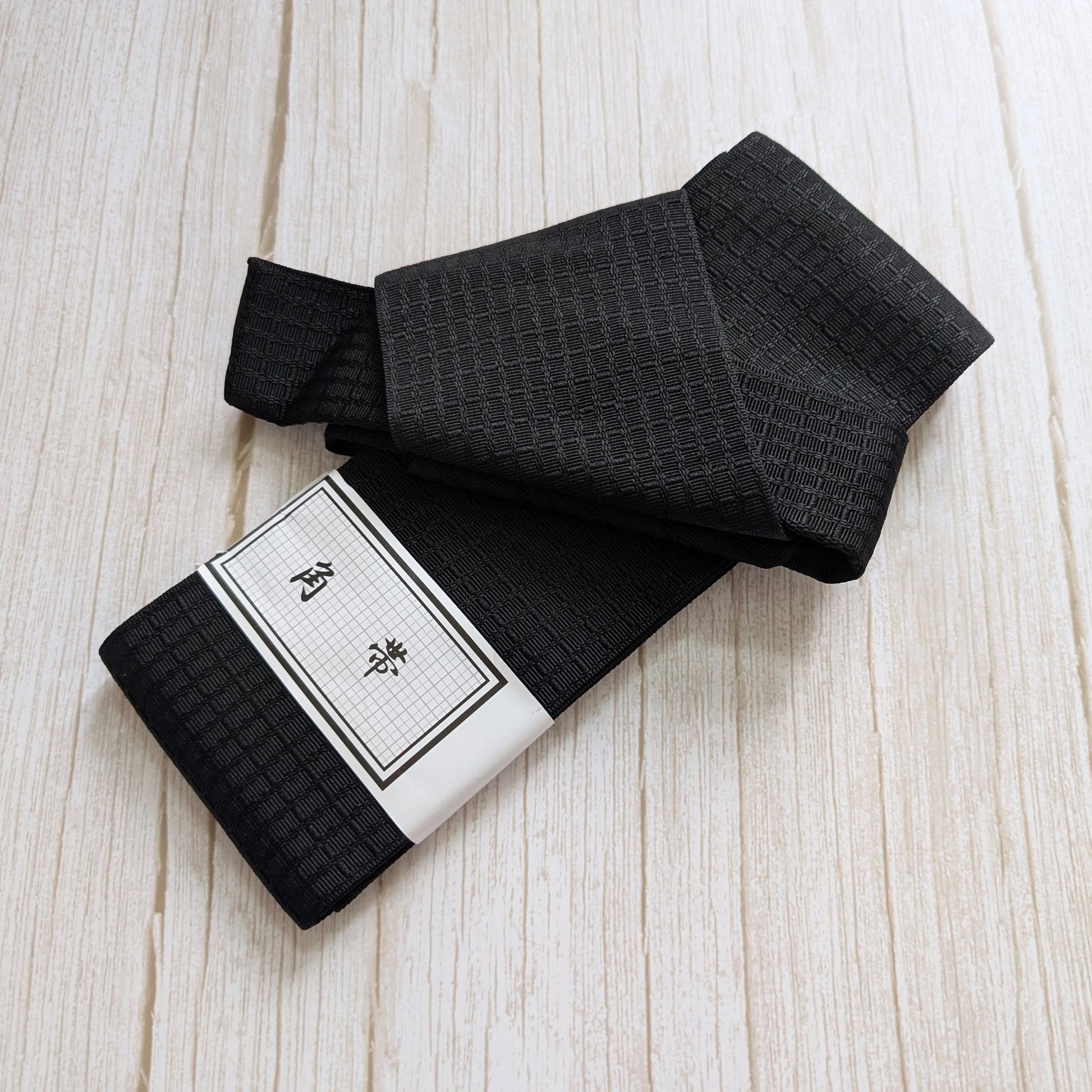 Japanese Men's Velcro Kaku Obi Waist Belt for Yukata - Simple Black