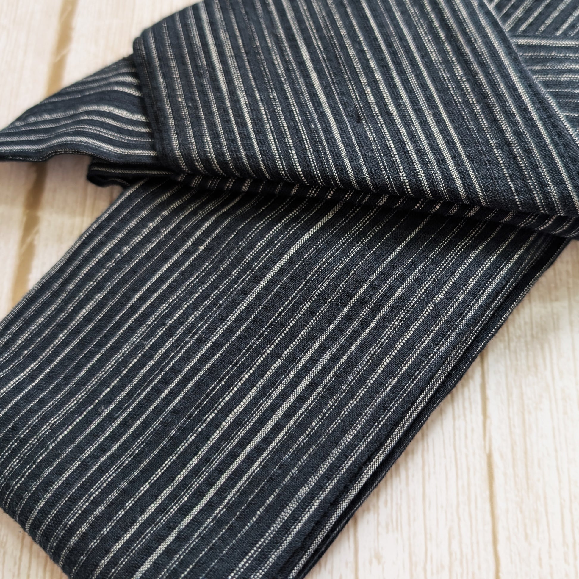 Japanese Men's Velcro Kaku Obi Waist Belt - Black with White Stripes