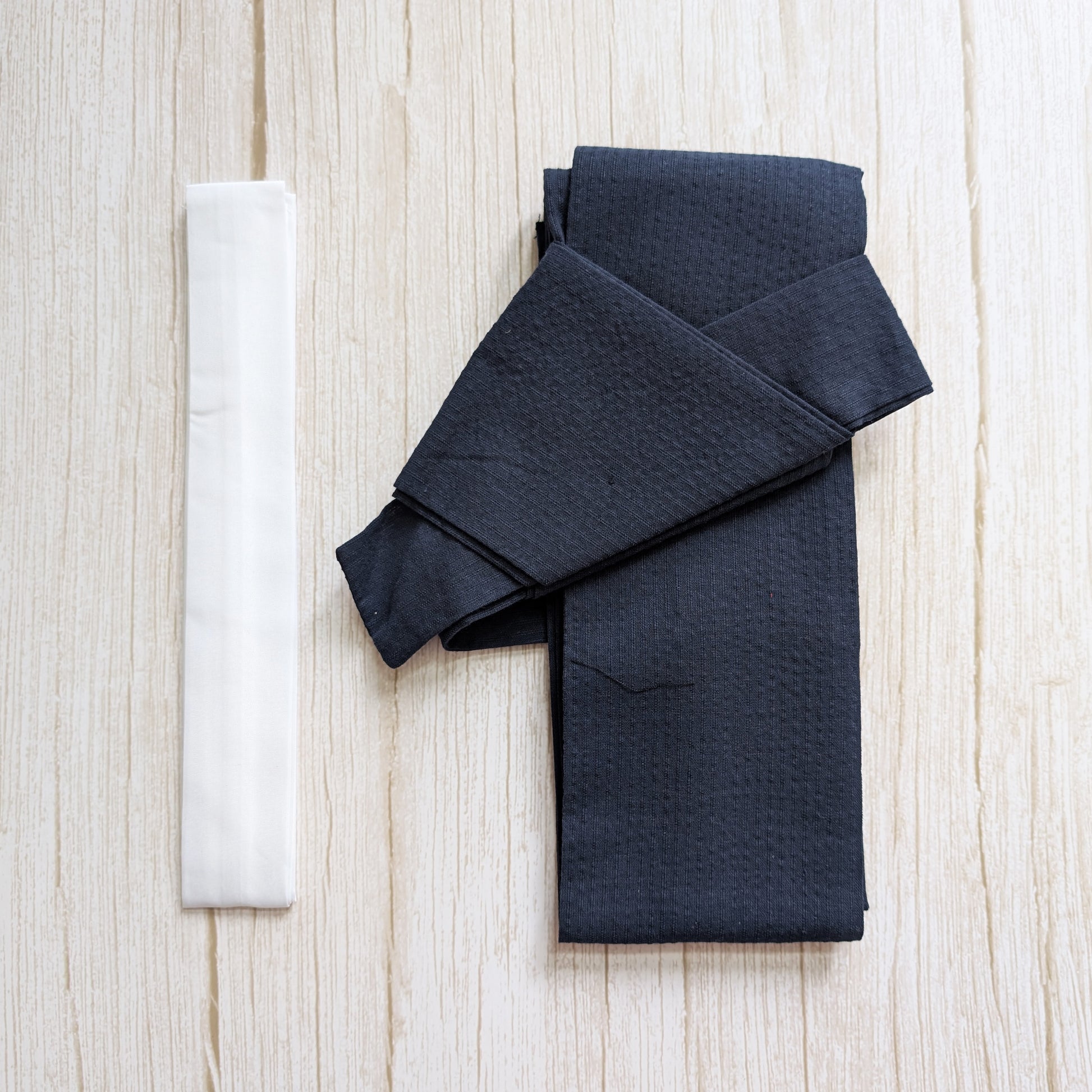 Japanese Traditional Men's Velcro Kaku Obi Waist Belt - Simple Indigo