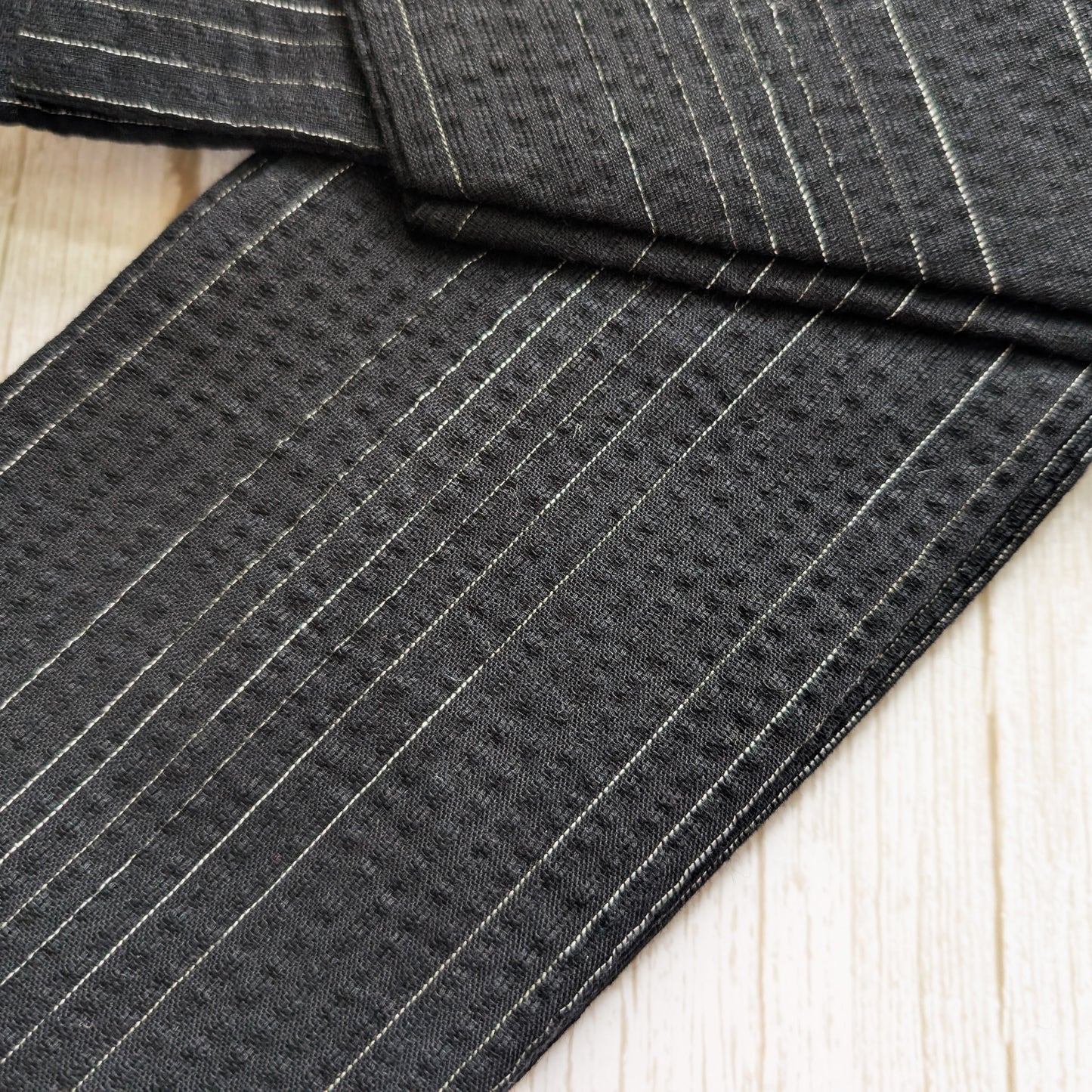 Japanese Men's Velcro Kaku Obi Waist Belt - Black with White Stripes