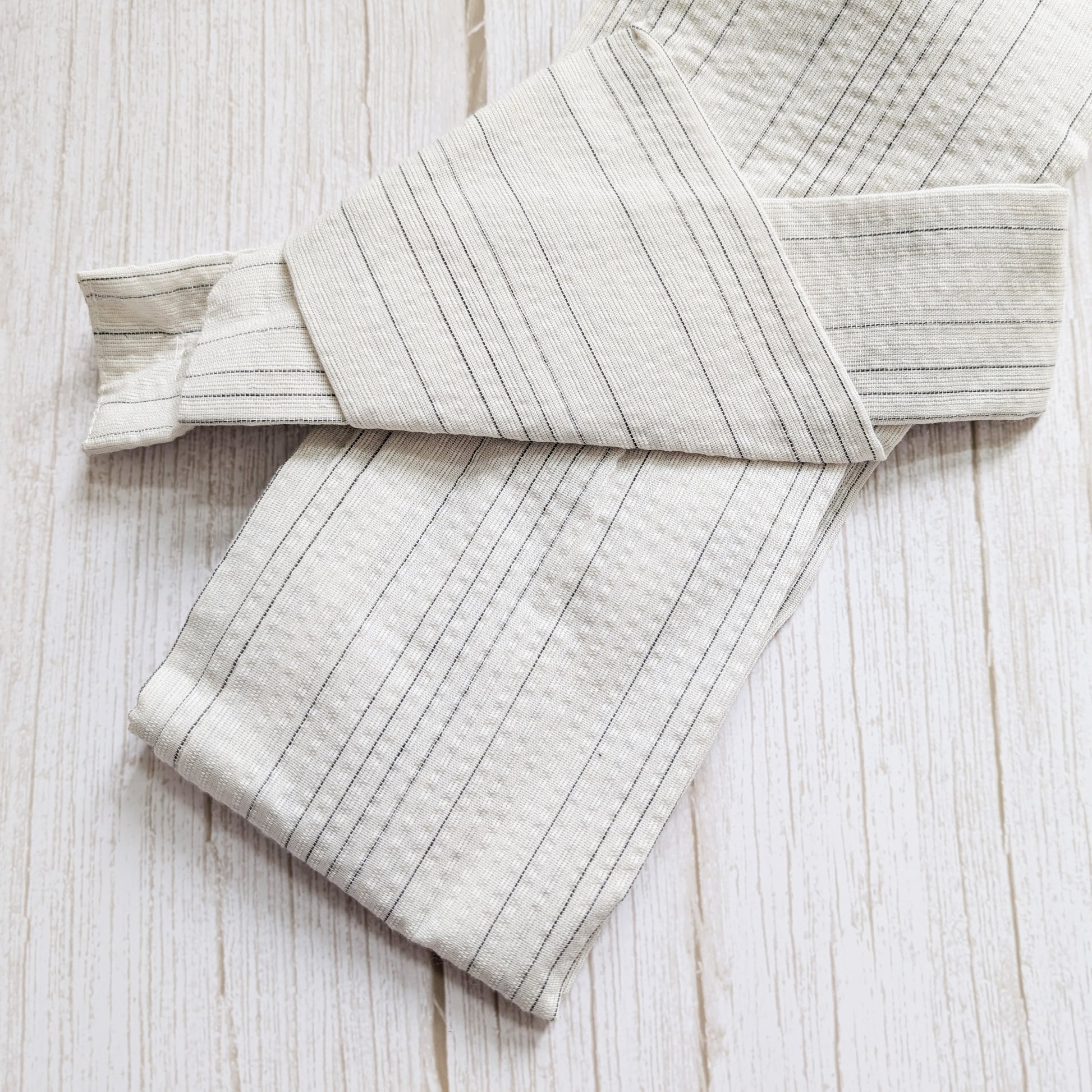 Japanese Traditional Men's Velcro Kaku Obi Waist Belt - White/Black