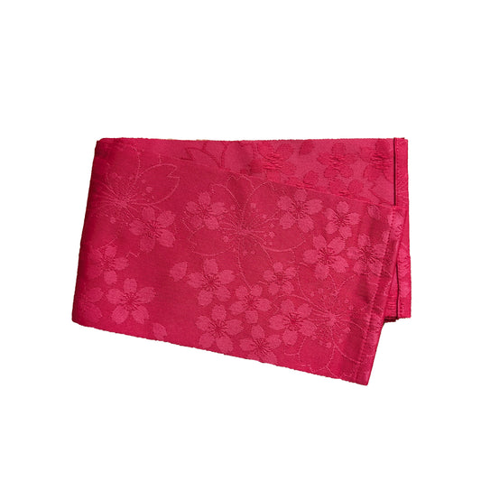 Japanese Traditional Women's Flat Obi Waist Belt - Cherry Blossom Red