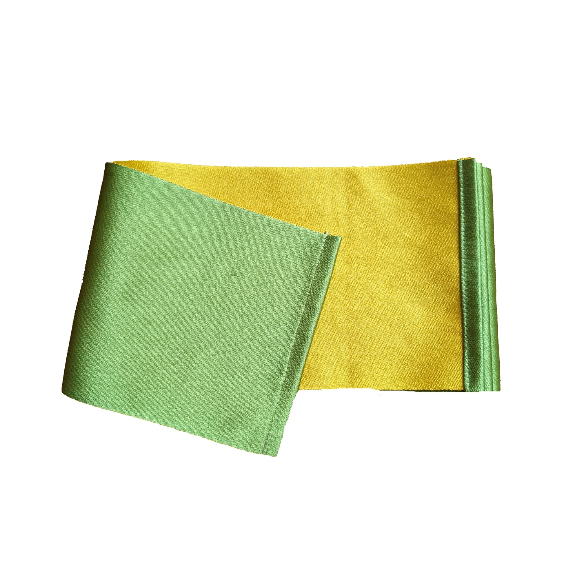 Japanese Traditional Women's Hanhaba Flat Obi Belt - Green and Yellow