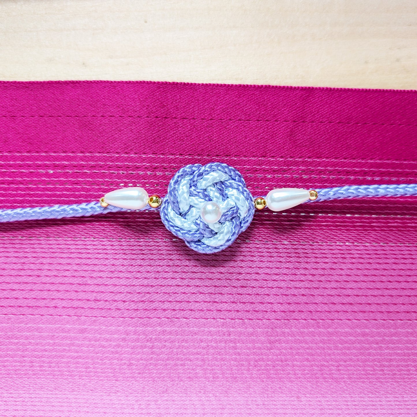 Kazari Himo - Flower Knot in Purple, Japanese Yukata Kimono Accessory