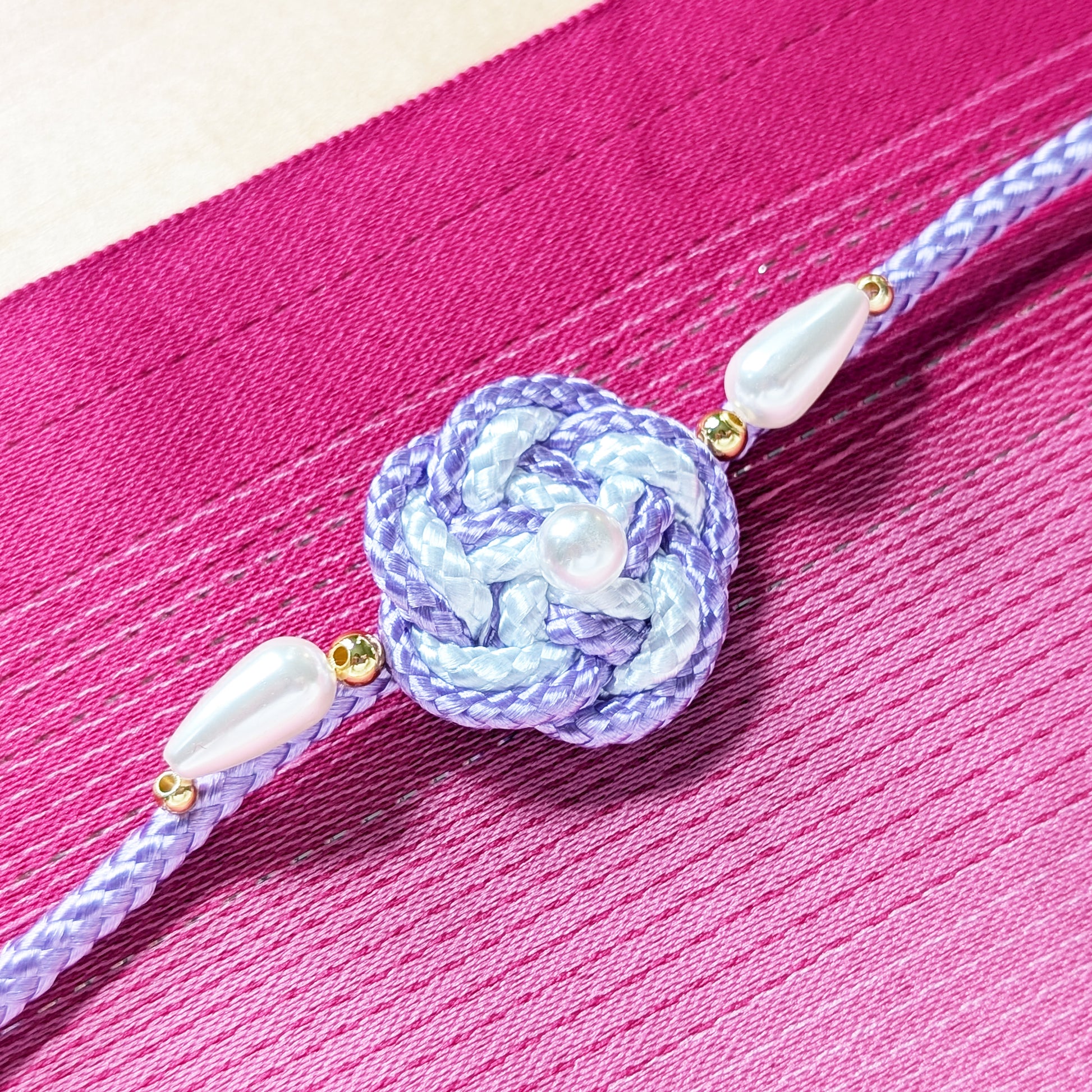 Kazari Himo - Flower Knot in Purple, Japanese Yukata Kimono Accessory
