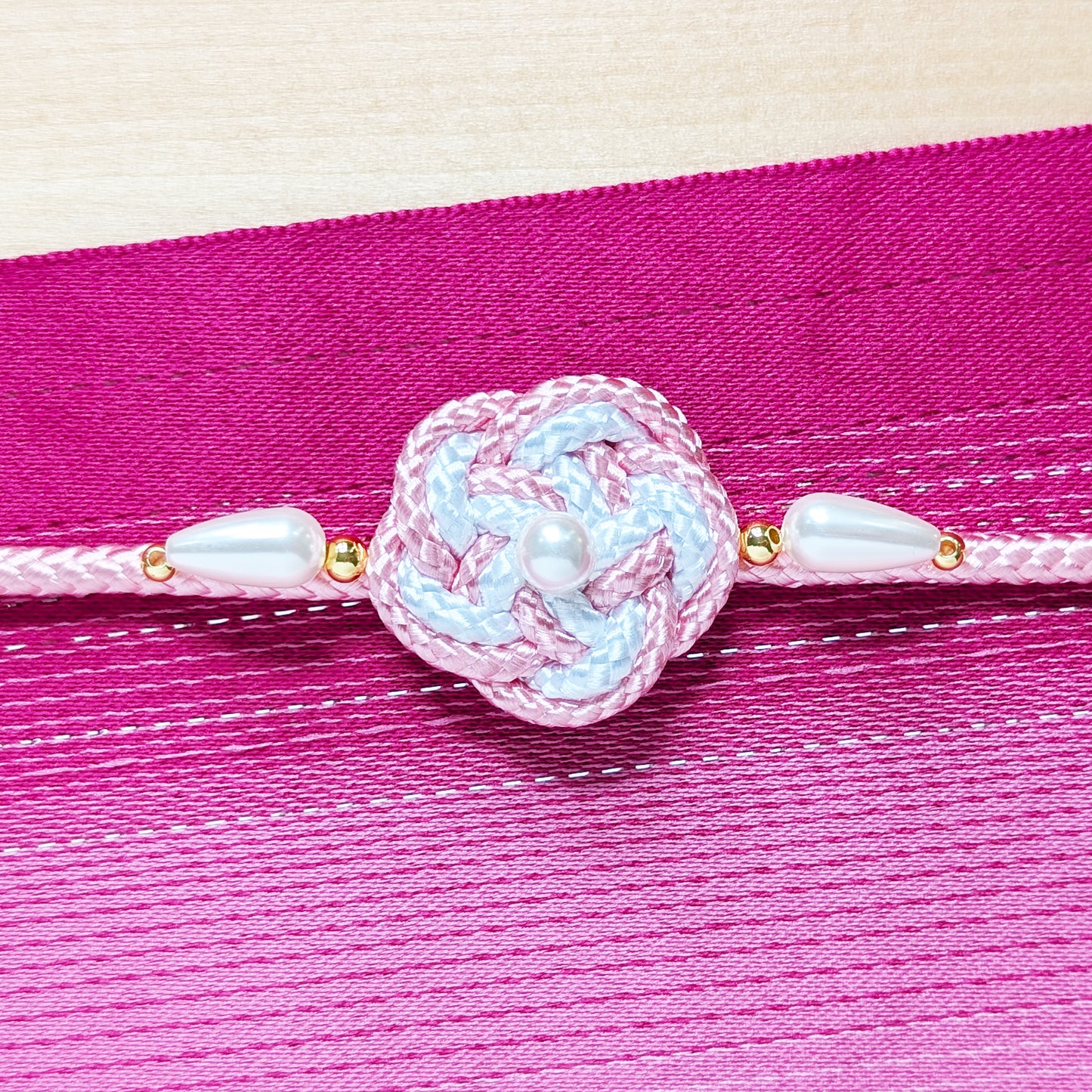 Kazari Himo - Flower Knot in Pink, Women's Japanese Yukata Accessory