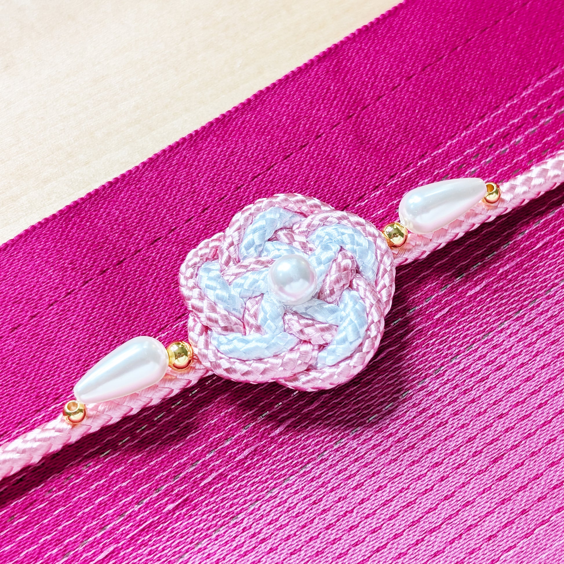 Kazari Himo - Flower Knot in Pink, Women's Japanese Yukata Accessory