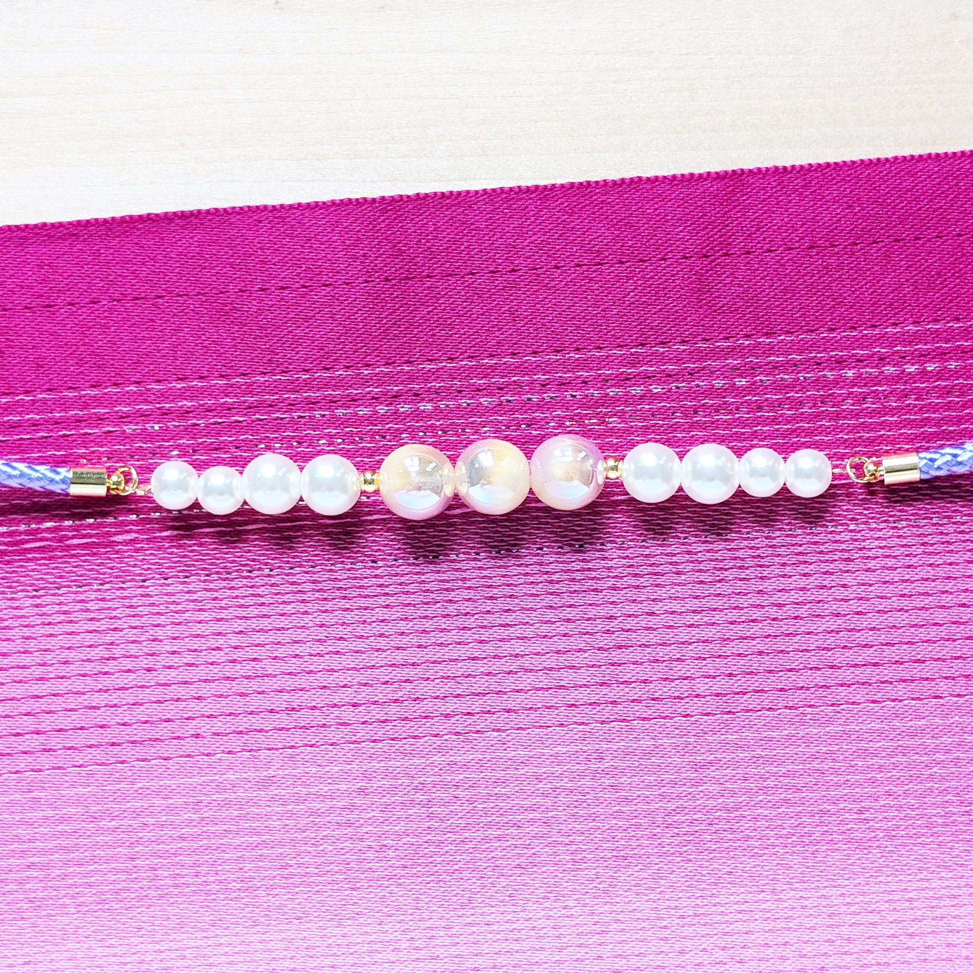 Kazari Himo - Beads in Purple, Traditional Japanese Yukata Accessory