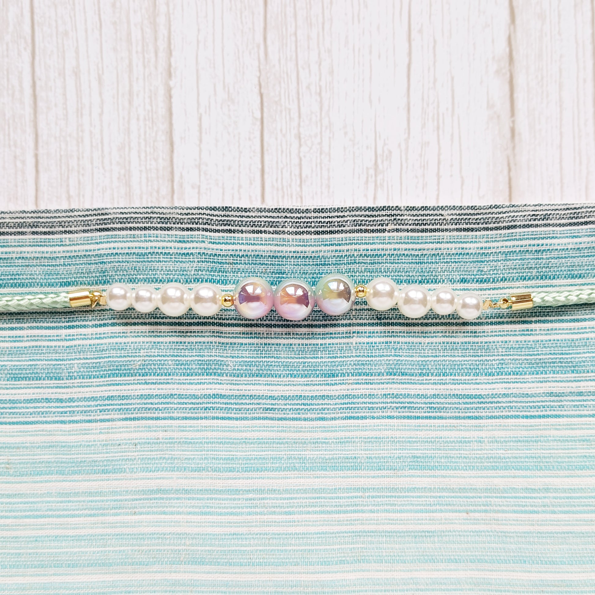 Kazari Himo - Beads Green, Traditional Japanese Accessory for Yukata