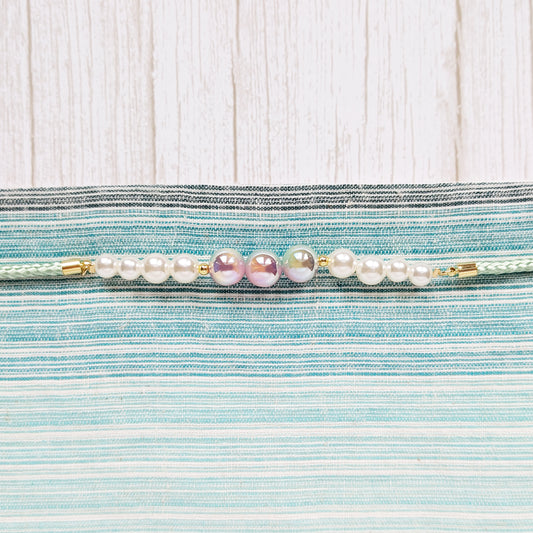 Kazari Himo - Beads Green, Traditional Japanese Accessory for Yukata