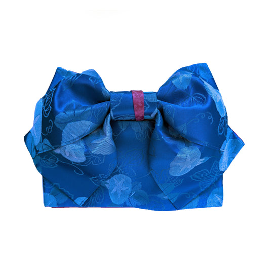 Women's Japanese Pretied Obi Belt - Morning Glory Dark Blue